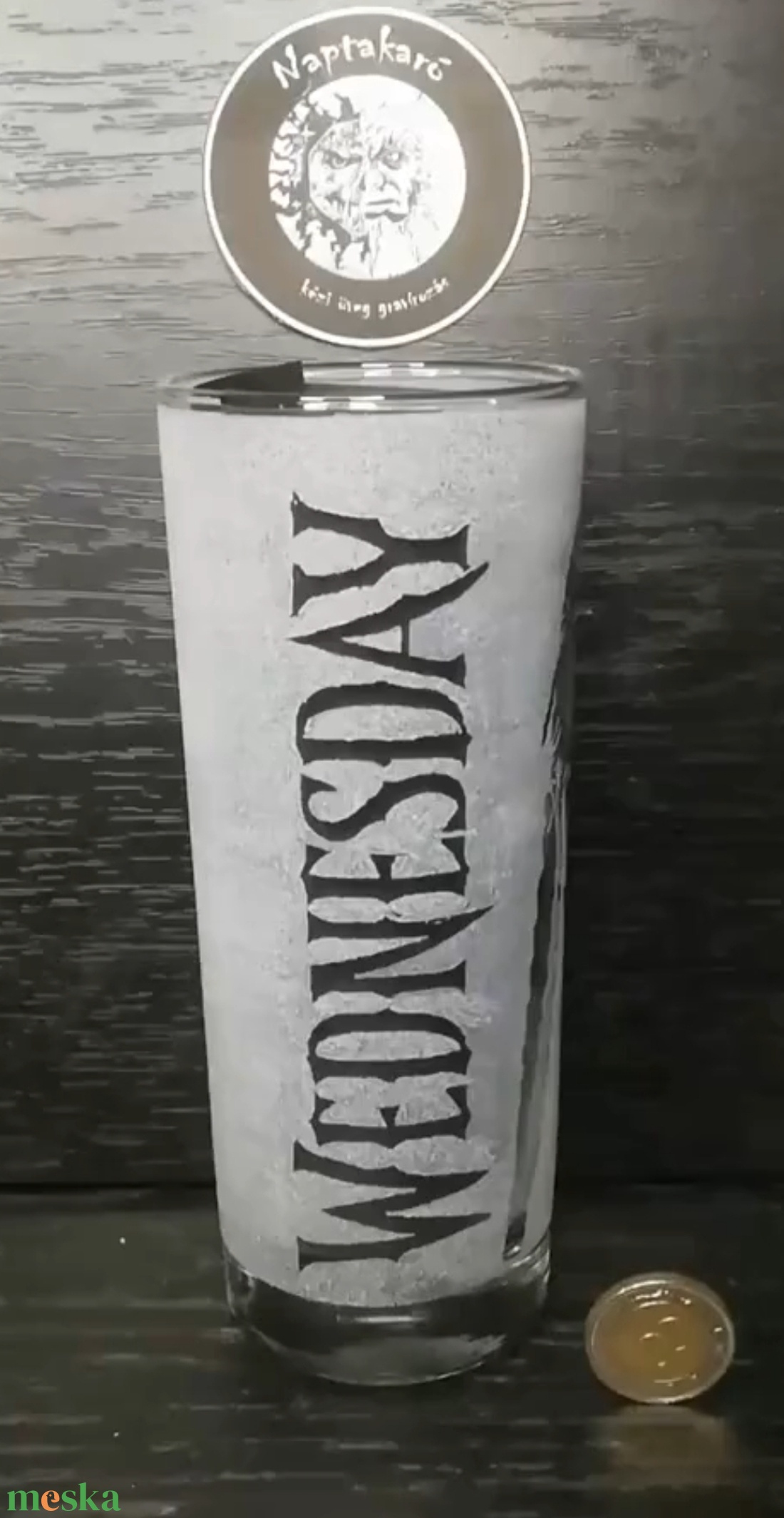 Wednesday mintás kézzel gravírozott üveg pohár  - otthon & életmód - konyhafelszerelés, tálalás - tálalás - pohár - Meska.hu