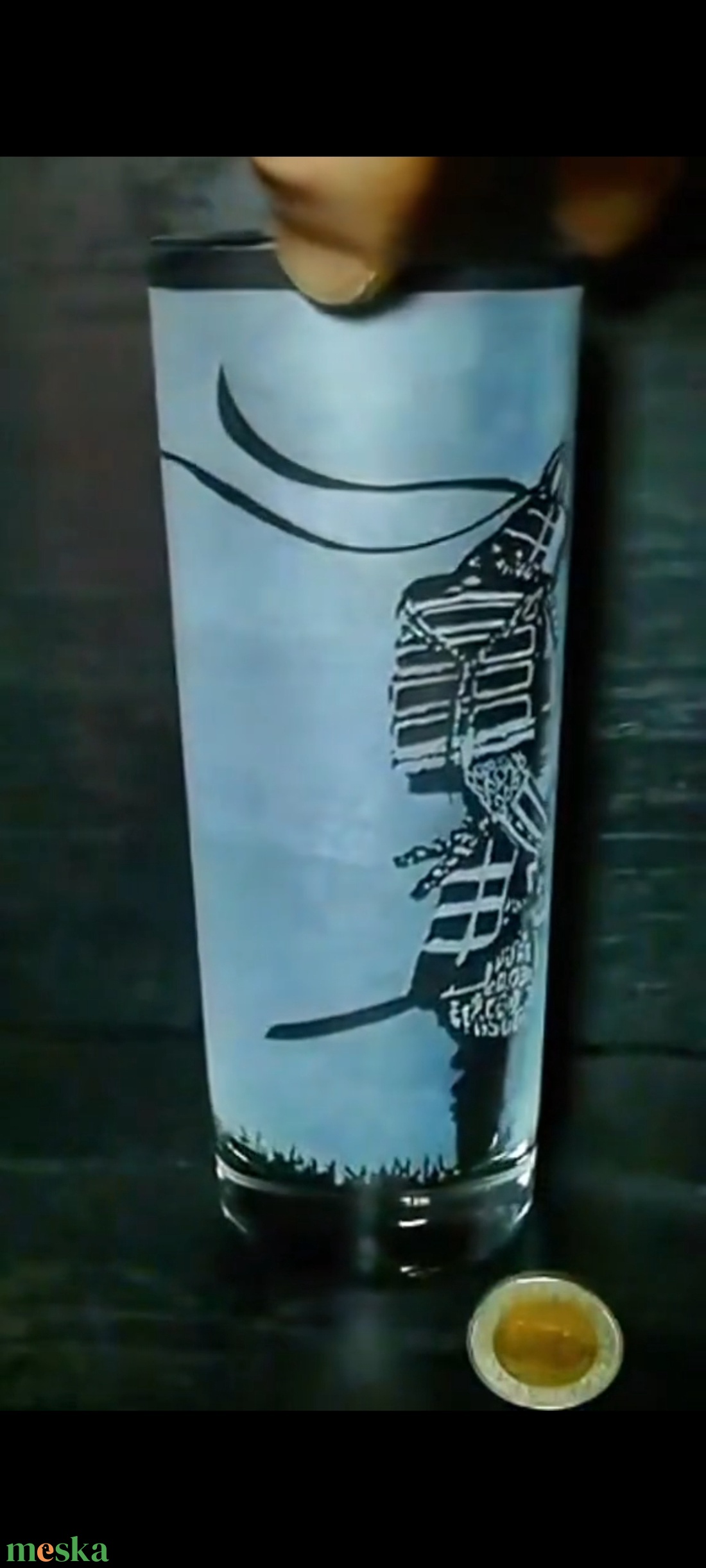 Szamuráj mintás kézzel gravírozott üveg pohár  - otthon & életmód - konyhafelszerelés, tálalás - tálalás - pohár - Meska.hu