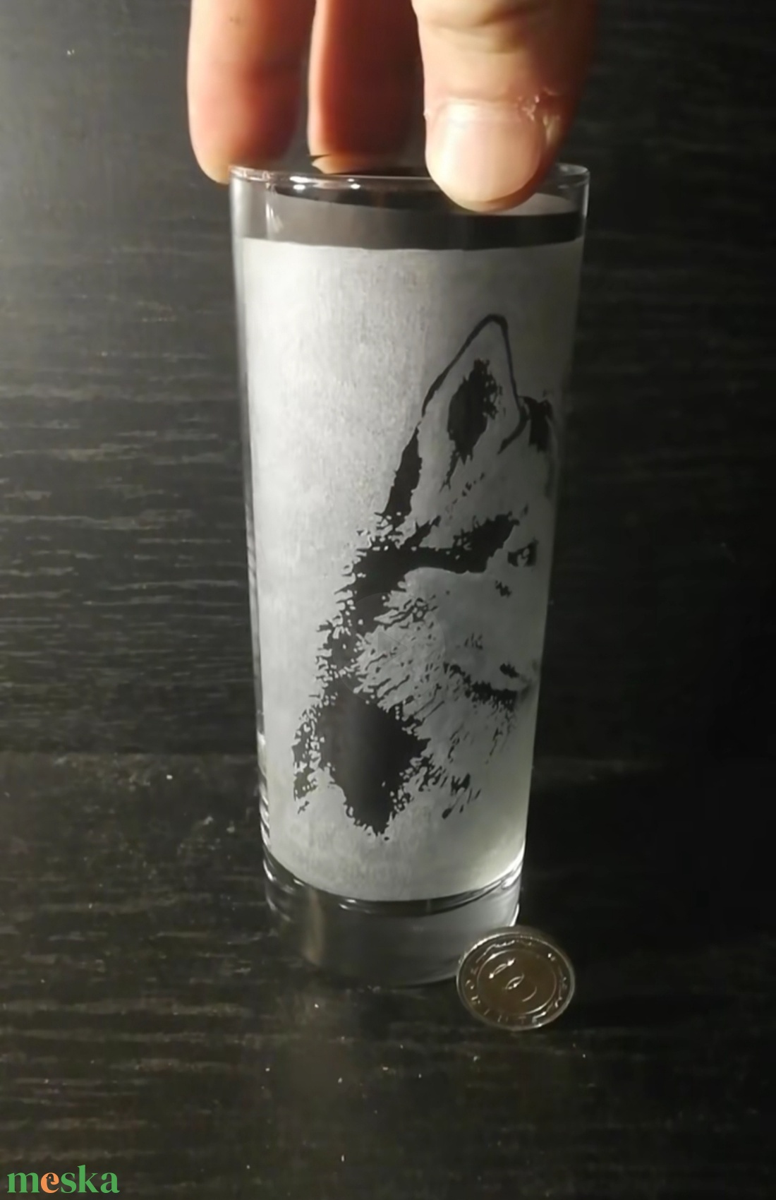 Husky mintás kézzel gravírozott pohár  - otthon & életmód - konyhafelszerelés, tálalás - tálalás - pohár - Meska.hu