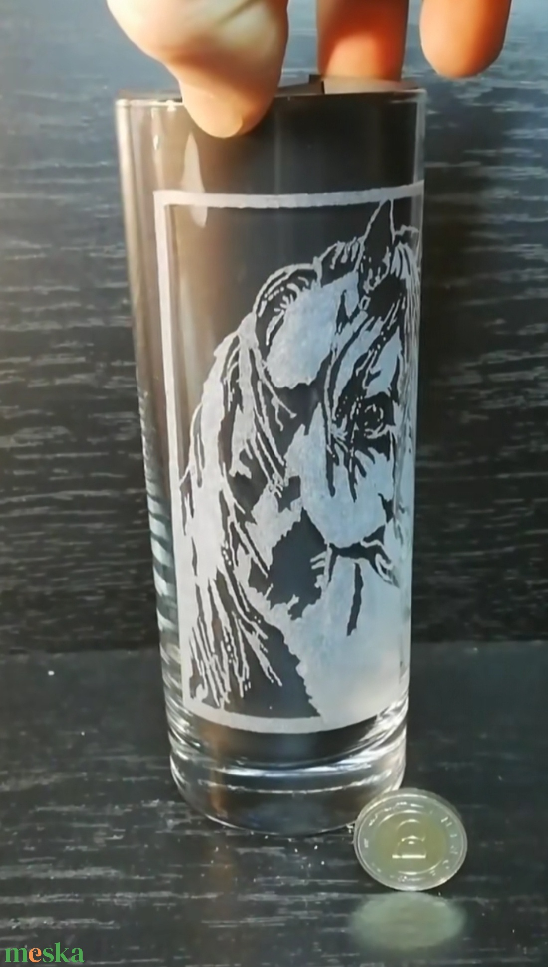 Ló mintás üveg pohár kézzel gravírozva  - otthon & életmód - konyhafelszerelés, tálalás - tálalás - pohár - Meska.hu