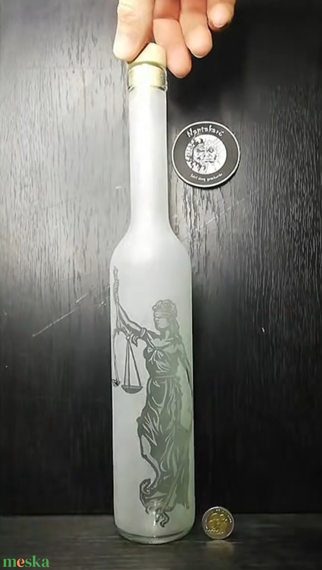 Justicia mintás pálinkás üveg  - otthon & életmód - konyhafelszerelés, tálalás - tálalás - pálinkás poharak, szettek - Meska.hu