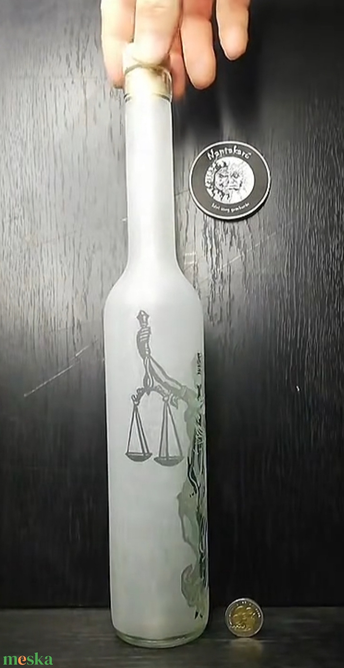 Justicia mintás pálinkás üveg  - otthon & életmód - konyhafelszerelés, tálalás - tálalás - pálinkás poharak, szettek - Meska.hu