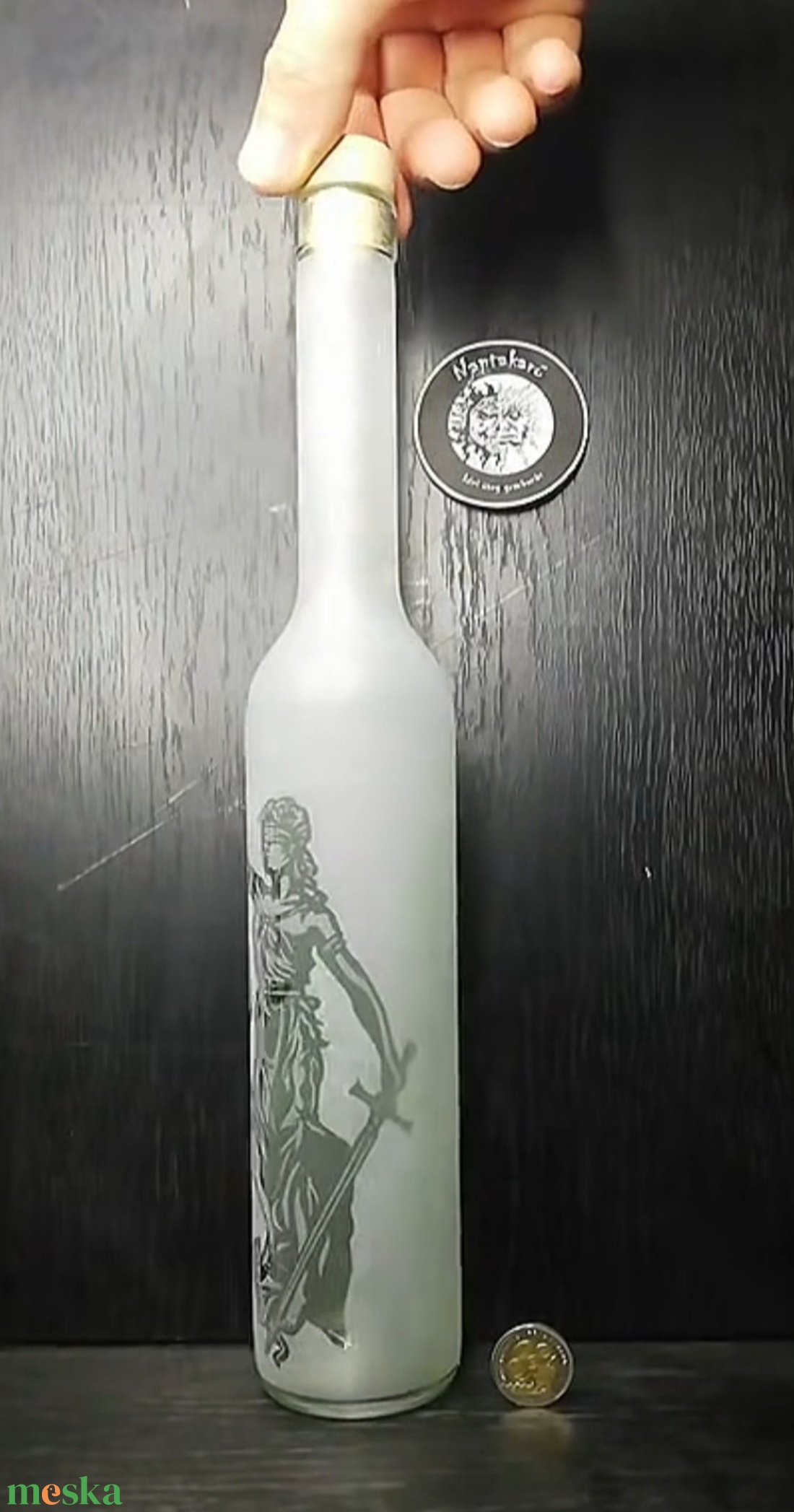 Justicia mintás pálinkás üveg  - otthon & életmód - konyhafelszerelés, tálalás - tálalás - pálinkás poharak, szettek - Meska.hu