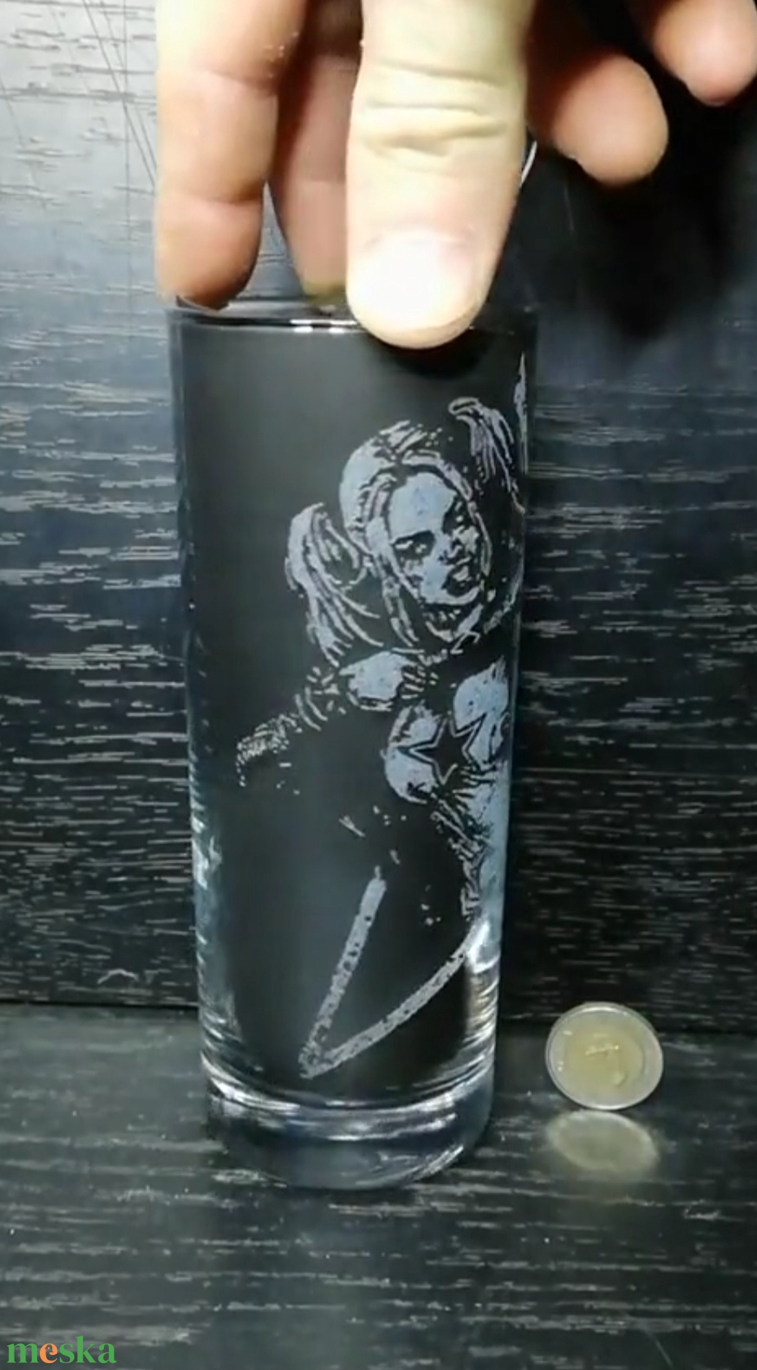 Harley Quinn mintás pohár  - otthon & életmód - konyhafelszerelés, tálalás - tálalás - pohár - Meska.hu