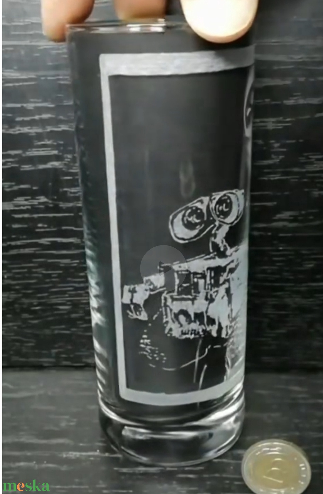 WALL-E és EVE mintás üveg pohár  - otthon & életmód - konyhafelszerelés, tálalás - tálalás - pohár - Meska.hu