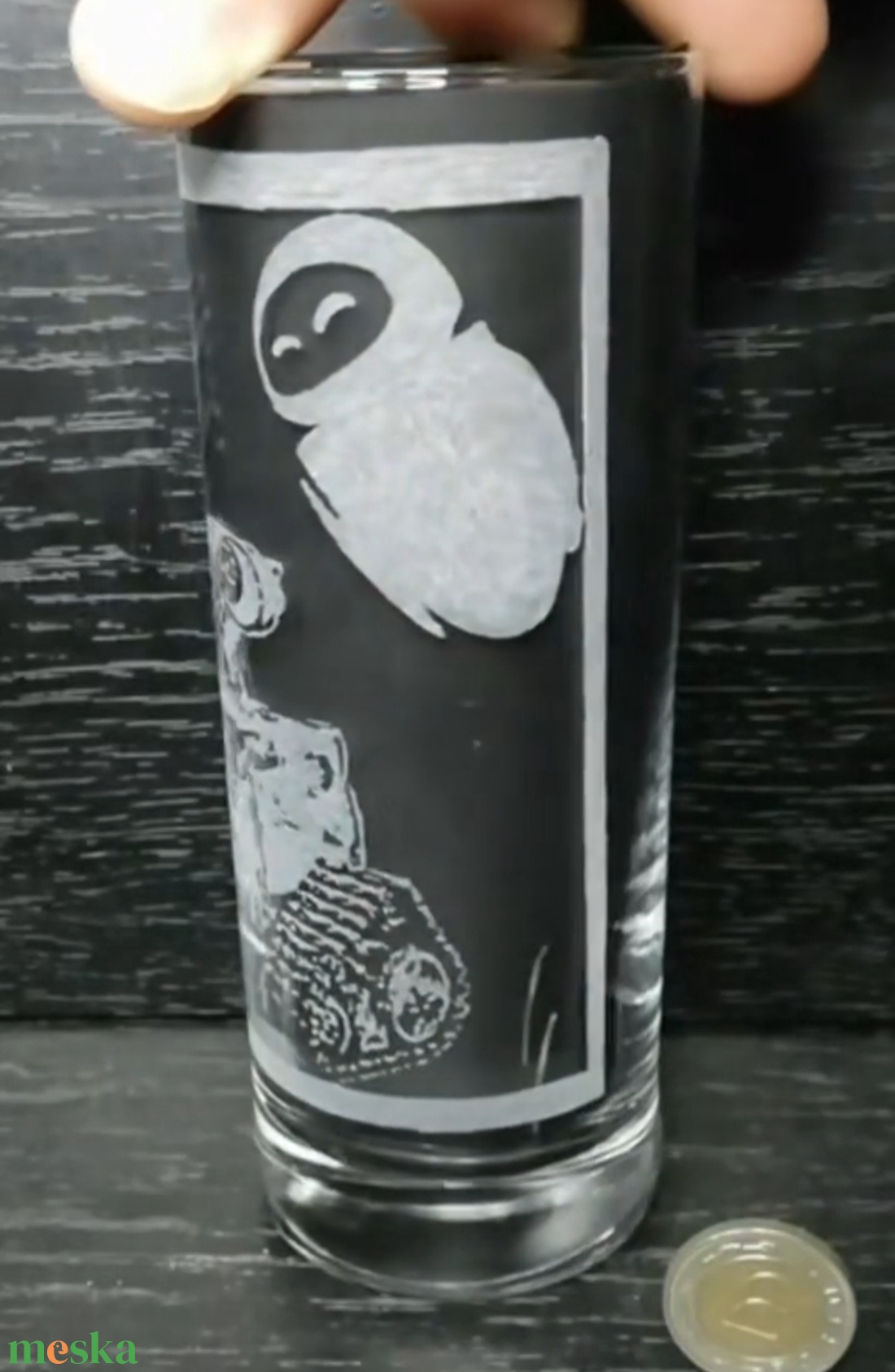 WALL-E és EVE mintás üveg pohár  - otthon & életmód - konyhafelszerelés, tálalás - tálalás - pohár - Meska.hu