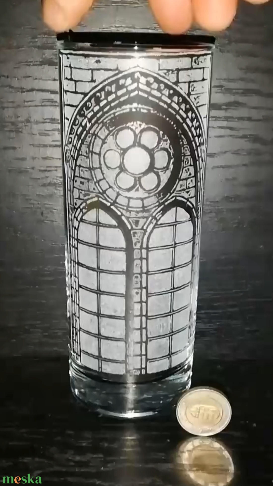Gótikus ablak mintás üveg pohár  - otthon & életmód - konyhafelszerelés, tálalás - tálalás - pohár - Meska.hu