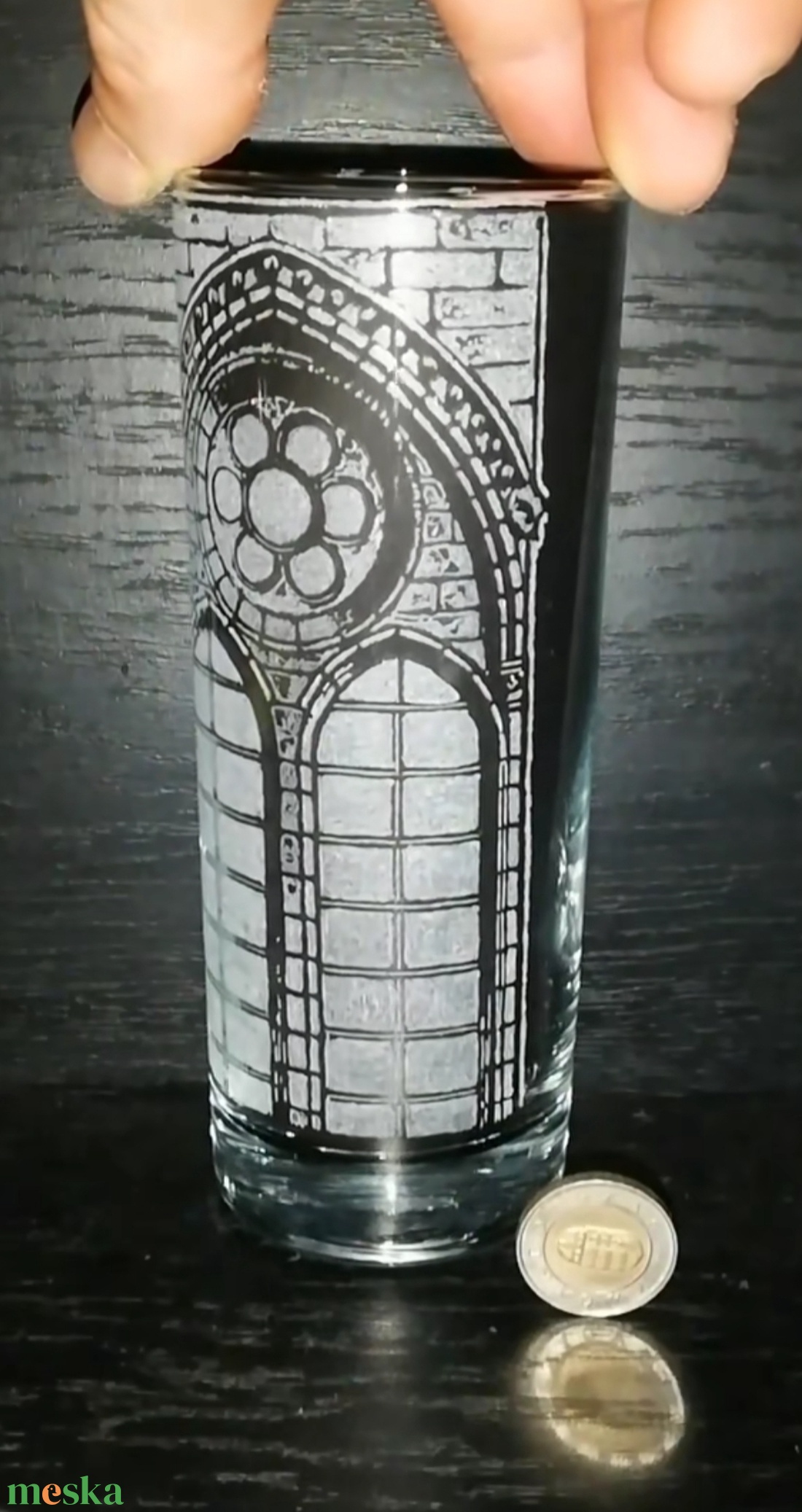 Gótikus ablak mintás üveg pohár  - otthon & életmód - konyhafelszerelés, tálalás - tálalás - pohár - Meska.hu