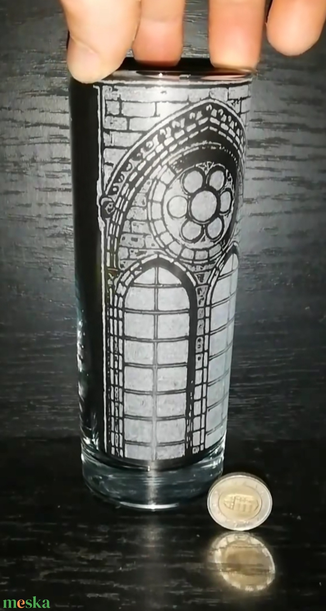 Gótikus ablak mintás üveg pohár  - otthon & életmód - konyhafelszerelés, tálalás - tálalás - pohár - Meska.hu