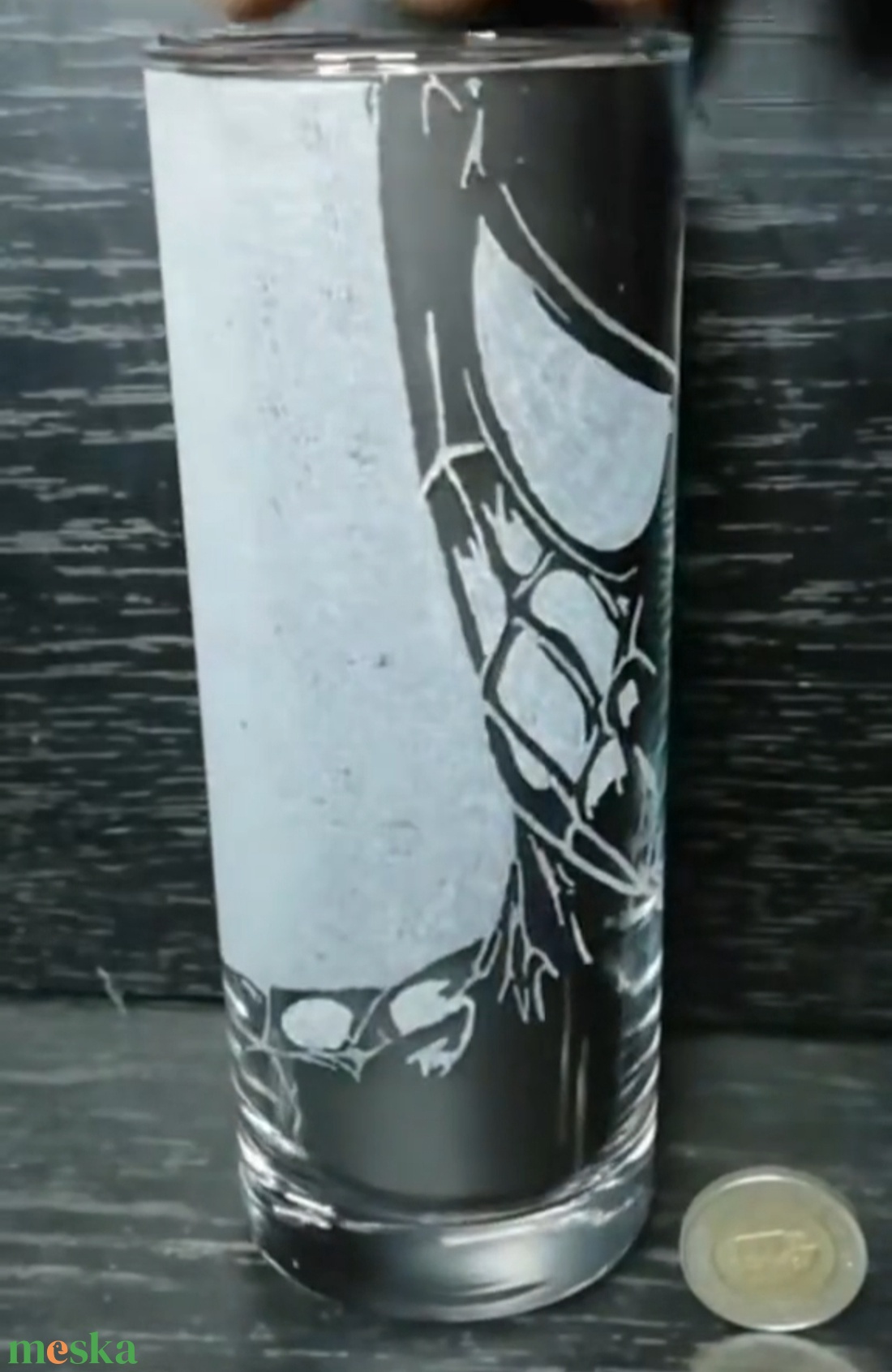 Pókember mintás üveg pohár  - otthon & életmód - konyhafelszerelés, tálalás - tálalás - pohár - Meska.hu