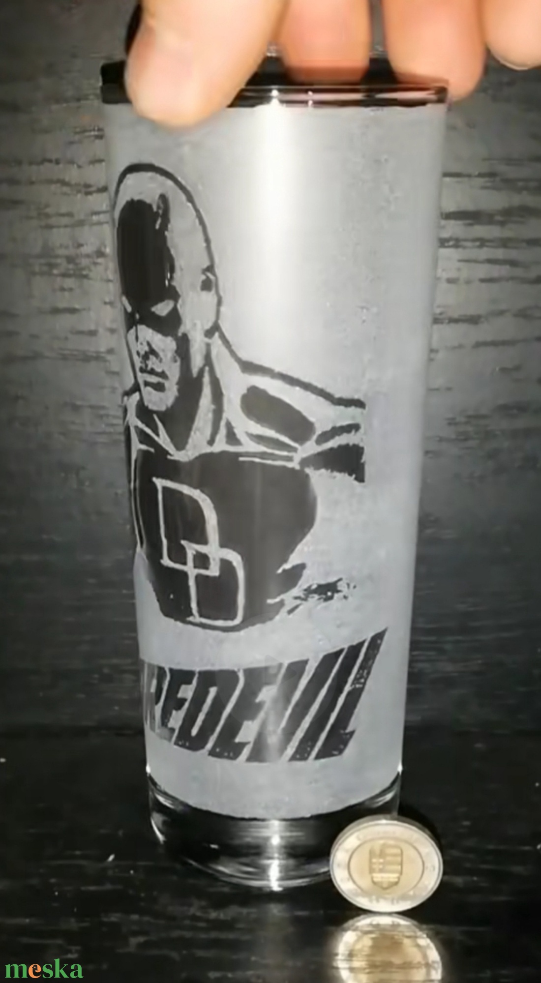 Daredevil Marvel mintás üveg pohár  - otthon & életmód - konyhafelszerelés, tálalás - tálalás - pohár - Meska.hu