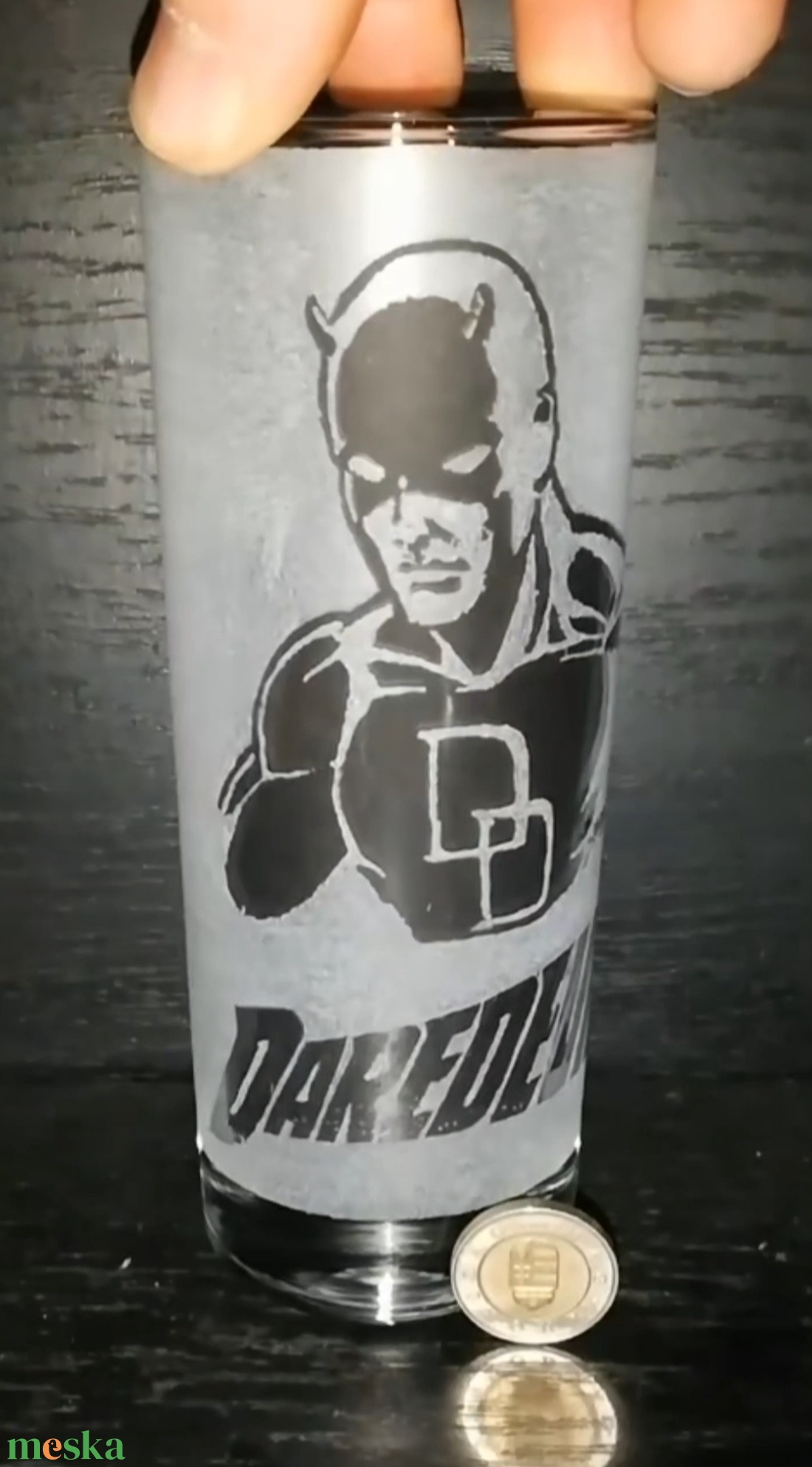 Daredevil Marvel mintás üveg pohár  - otthon & életmód - konyhafelszerelés, tálalás - tálalás - pohár - Meska.hu