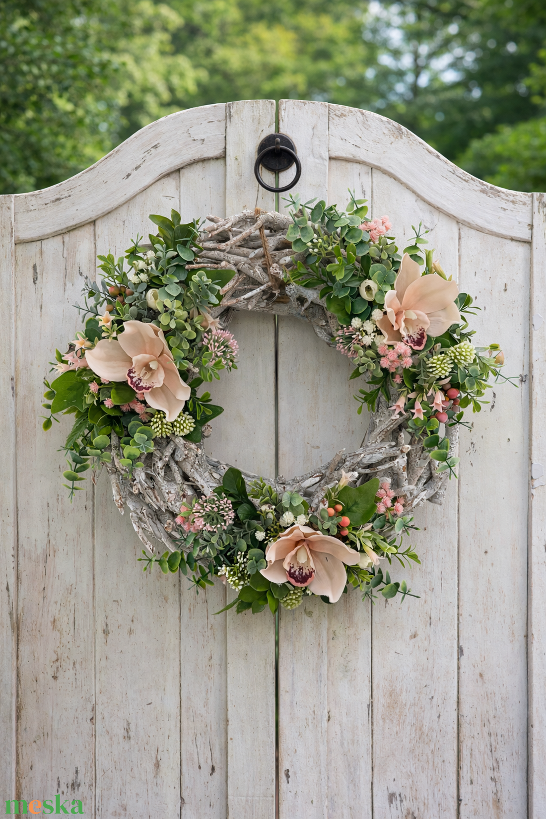 Rusztikus ajtódísz orchideával - otthon & életmód - dekoráció - ajtó- és ablak dekoráció - ajtódísz & kopogtató - Meska.hu