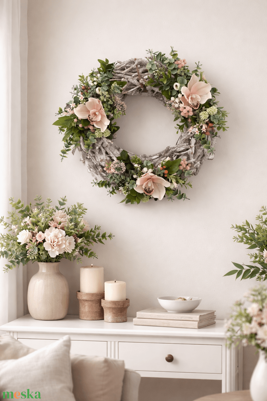 Rusztikus ajtódísz orchideával - otthon & életmód - dekoráció - ajtó- és ablak dekoráció - ajtódísz & kopogtató - Meska.hu