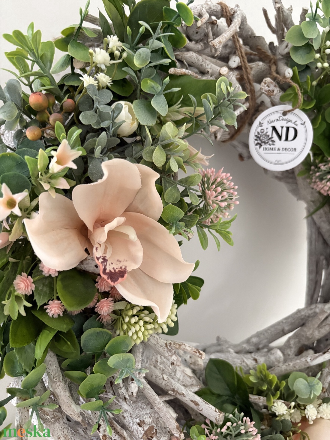 Rusztikus ajtódísz orchideával - otthon & életmód - dekoráció - ajtó- és ablak dekoráció - ajtódísz & kopogtató - Meska.hu