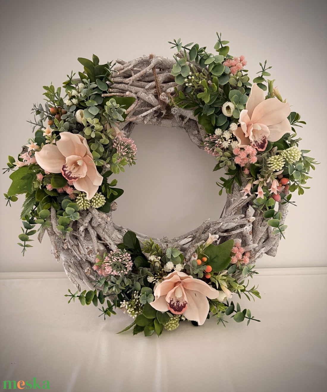 Rusztikus ajtódísz orchideával - otthon & életmód - dekoráció - ajtó- és ablak dekoráció - ajtódísz & kopogtató - Meska.hu