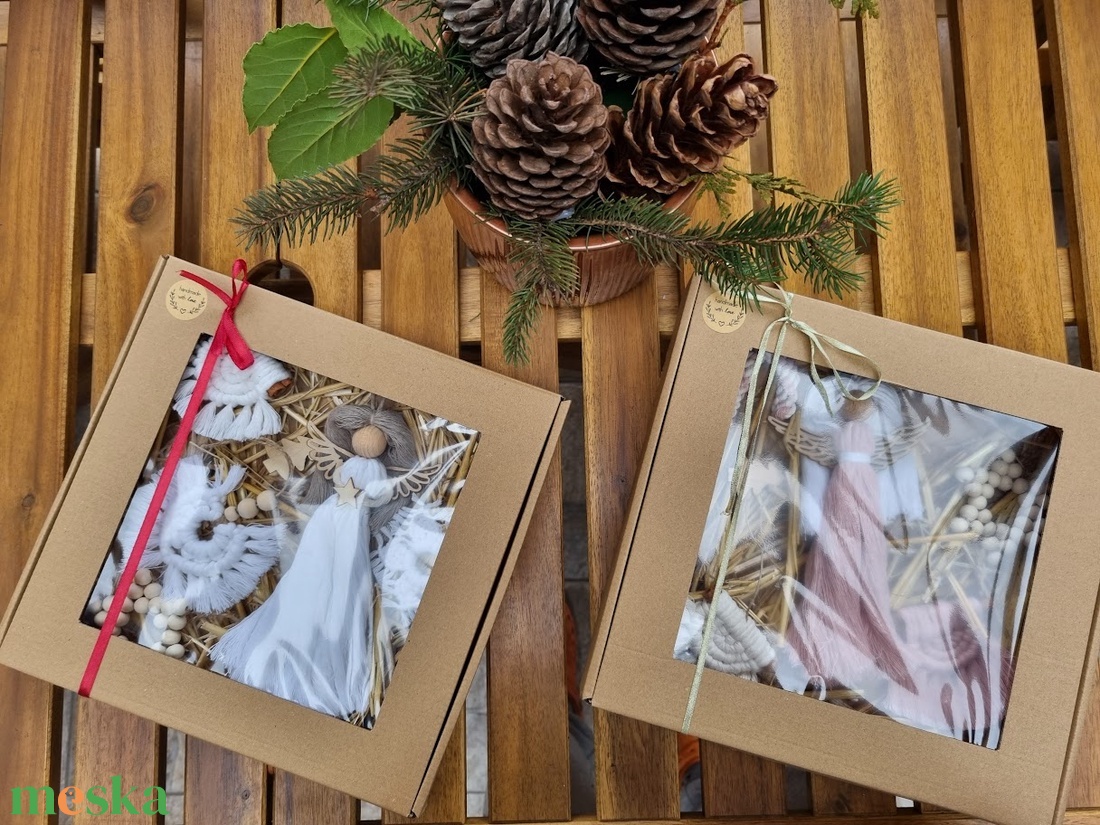 Makramé box - karácsony - karácsonyi lakásdekoráció - karácsonyfadíszek - Meska.hu