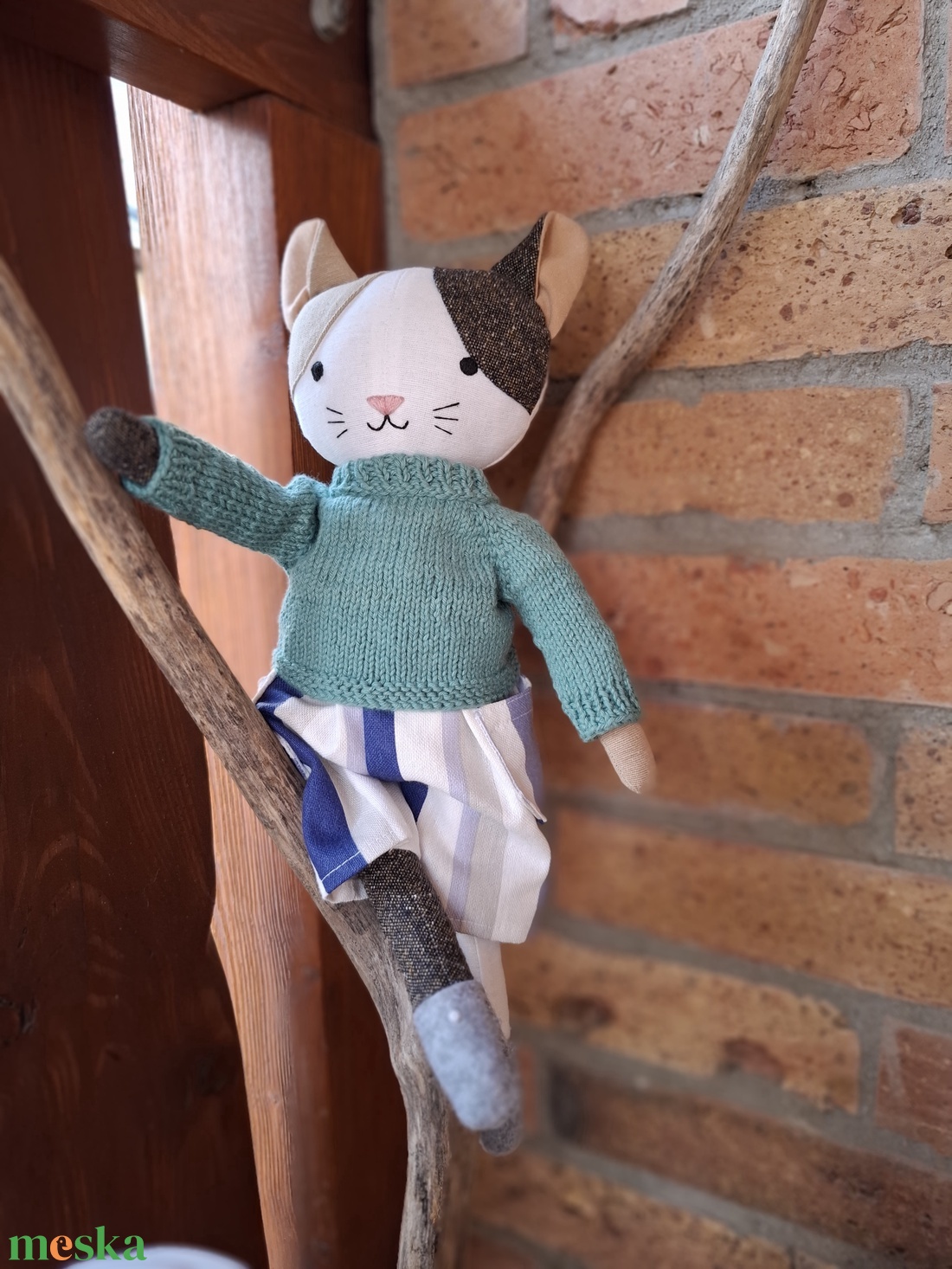 Bendegúz a cica fiúcska- öltöztethető varrott macska figura - játék & sport - plüssállat & játékfigura - más figura - Meska.hu
