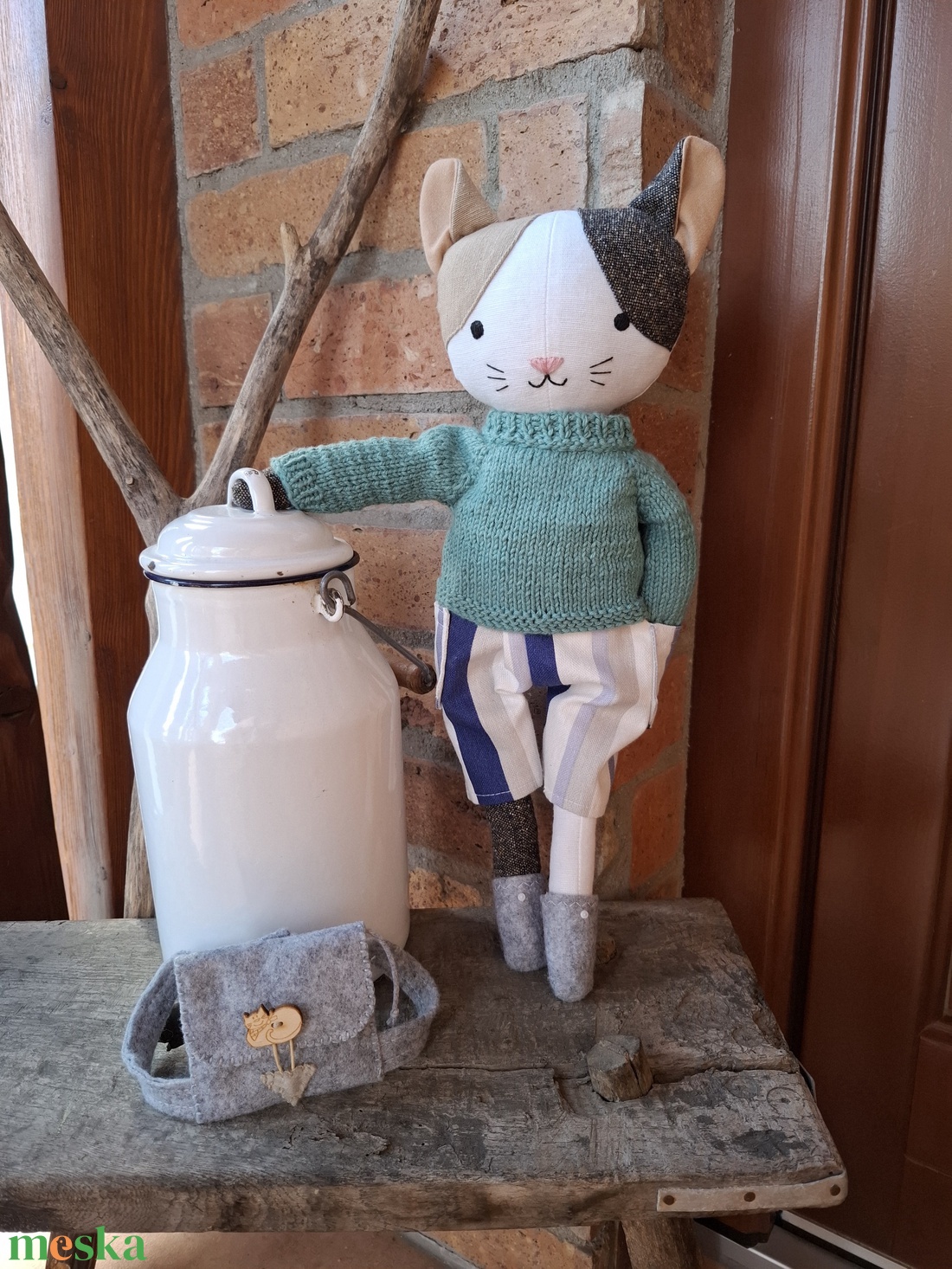 Bendegúz a cica fiúcska- öltöztethető varrott macska figura - játék & sport - plüssállat & játékfigura - más figura - Meska.hu