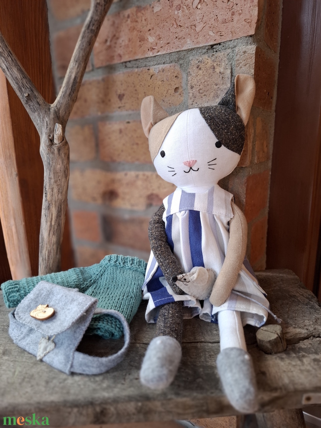 Bendegúz a cica fiúcska- öltöztethető varrott macska figura - játék & sport - plüssállat & játékfigura - más figura - Meska.hu