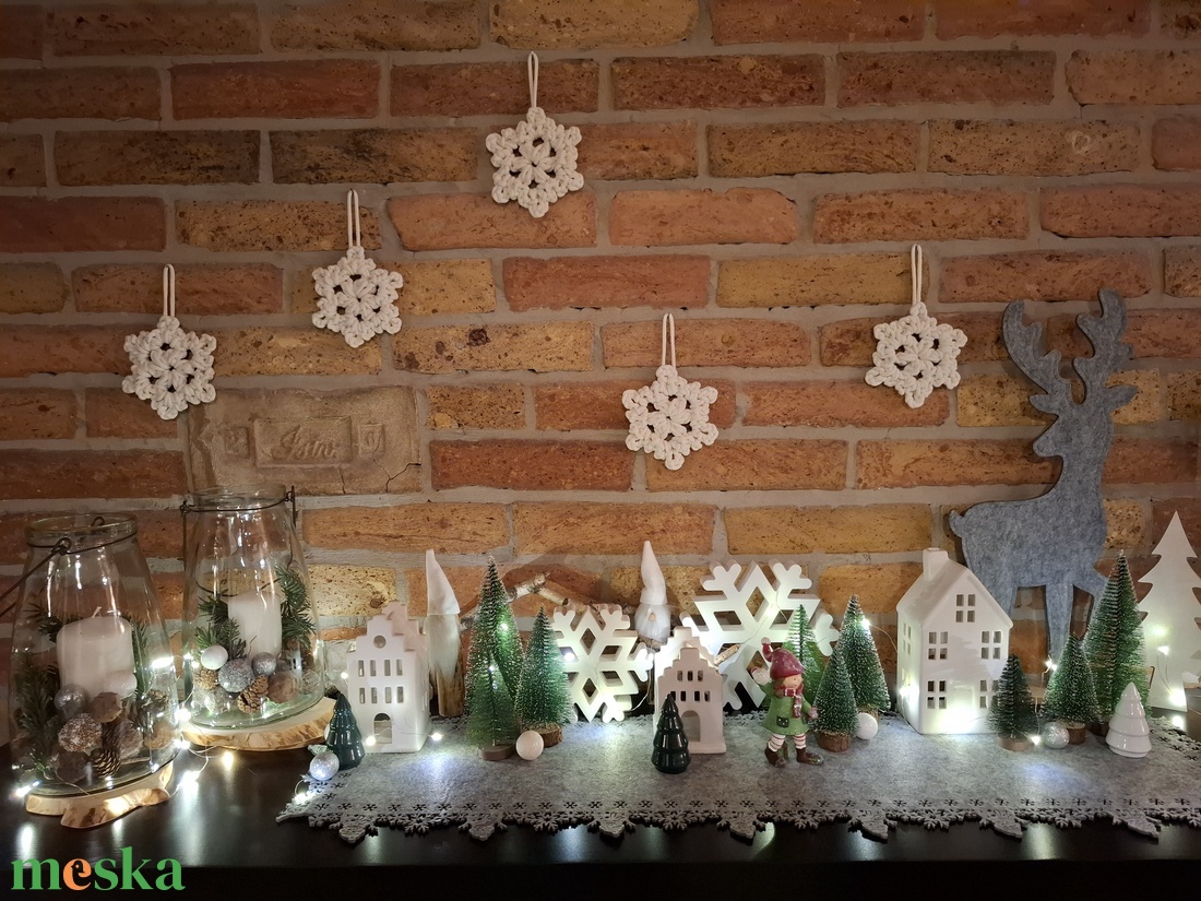 Hópehely - törtfehér/natúr - karácsony - karácsonyi lakásdekoráció - karácsonyfadíszek - Meska.hu