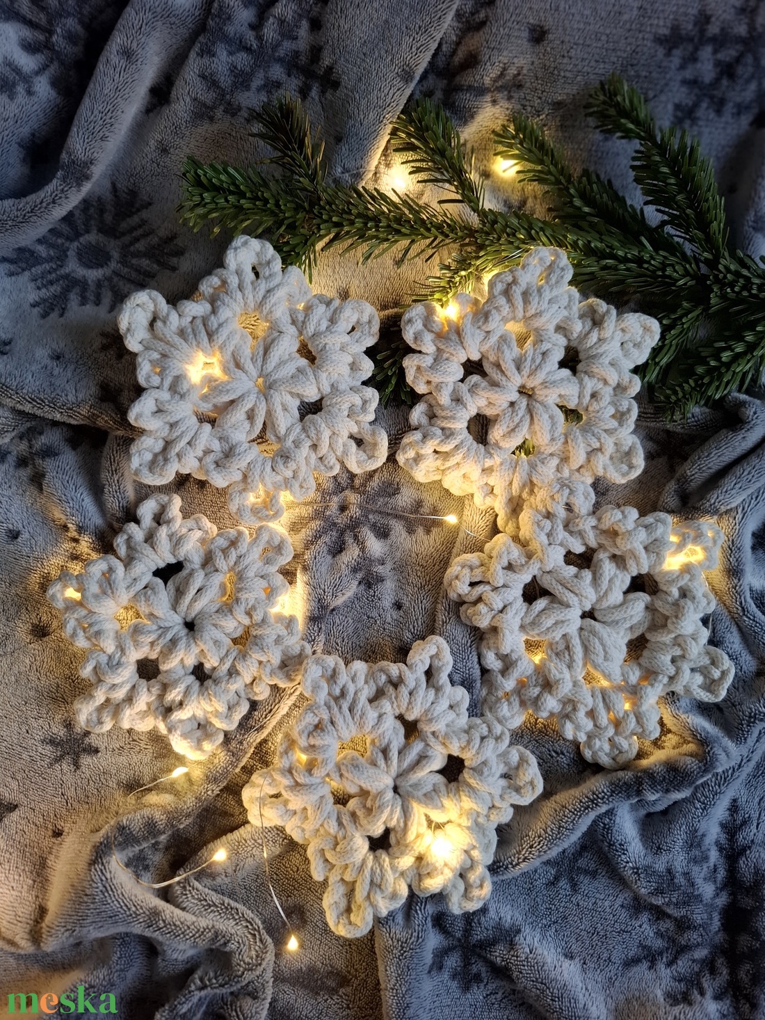 Hópehely - törtfehér/natúr - karácsony - karácsonyi lakásdekoráció - karácsonyfadíszek - Meska.hu