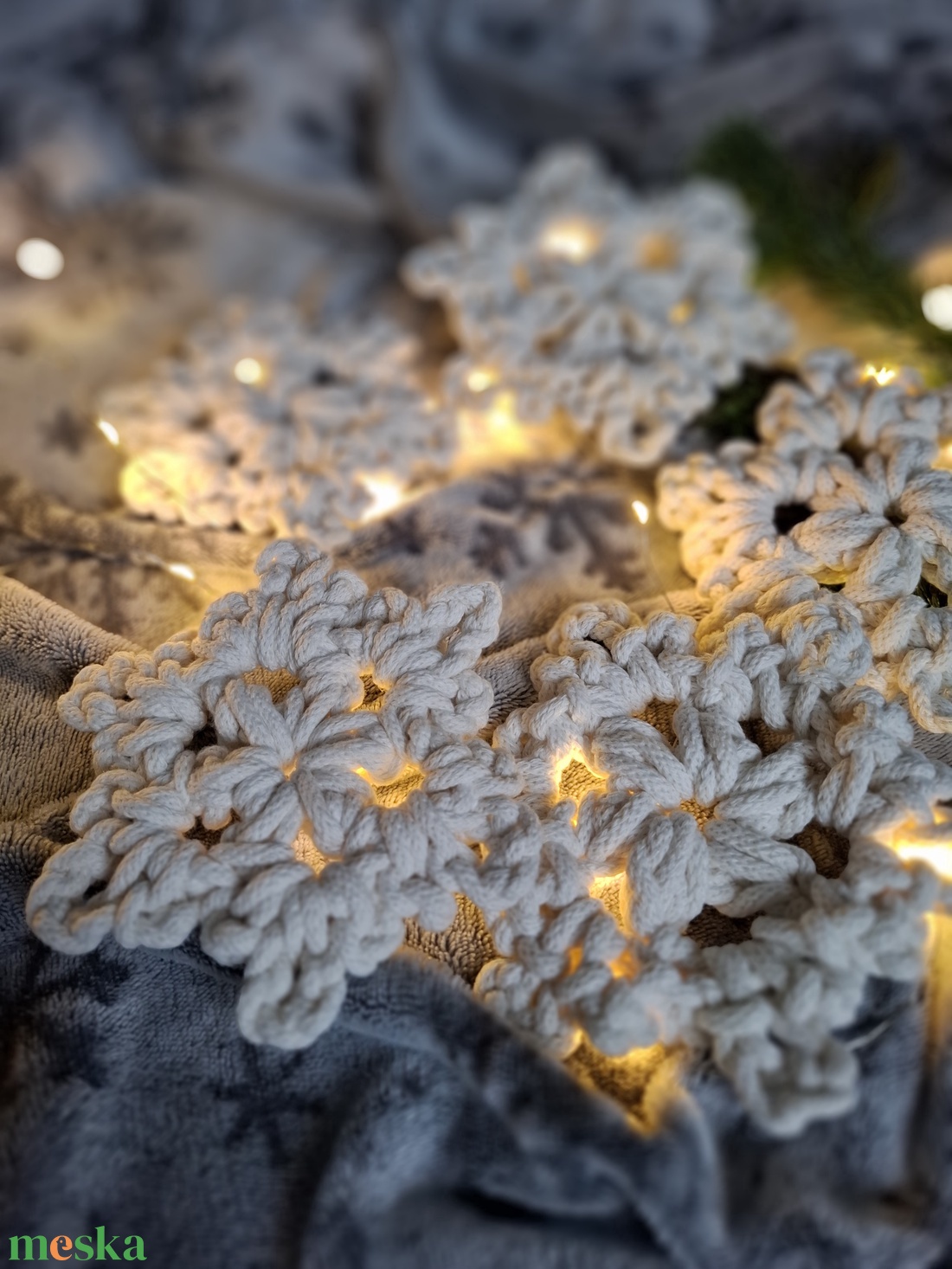 Hópehely - törtfehér/natúr - karácsony - karácsonyi lakásdekoráció - karácsonyfadíszek - Meska.hu