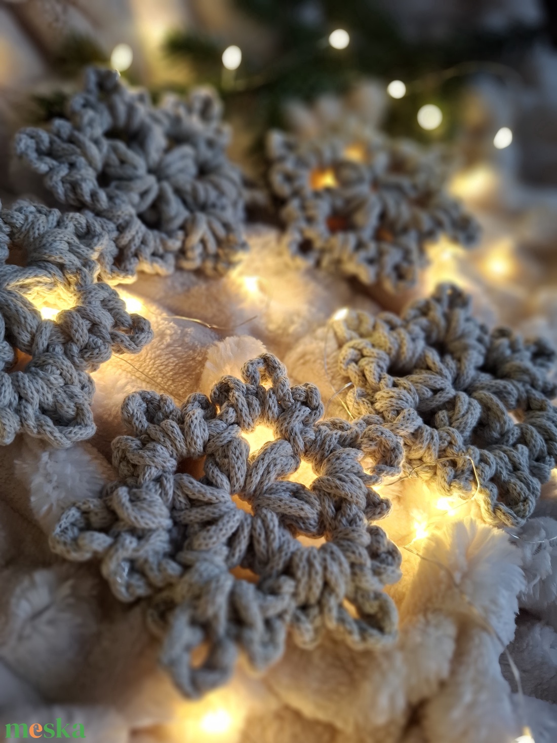 Hópehely - beige - karácsony - karácsonyi lakásdekoráció - karácsonyfadíszek - Meska.hu