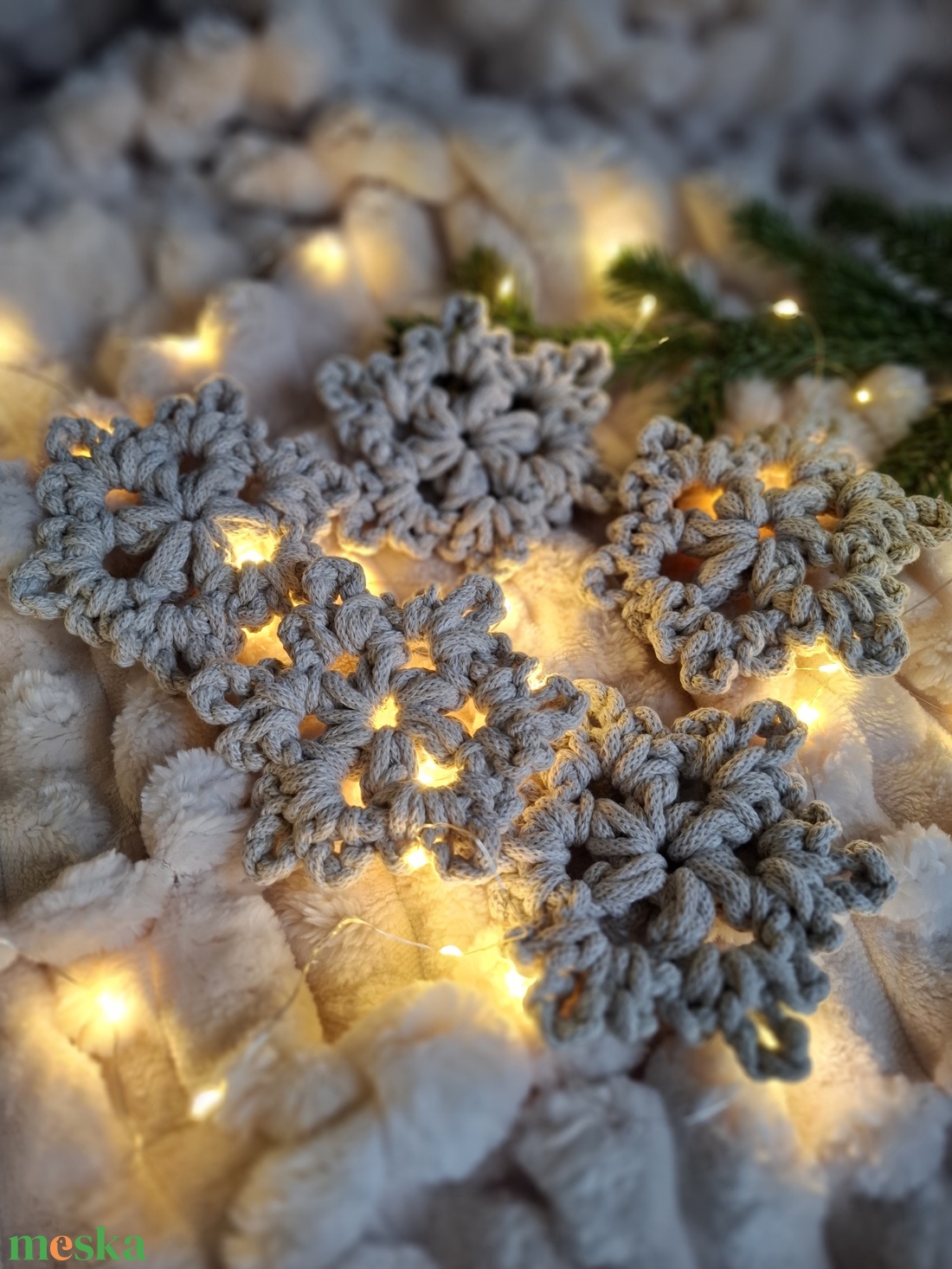 Hópehely - beige - karácsony - karácsonyi lakásdekoráció - karácsonyfadíszek - Meska.hu