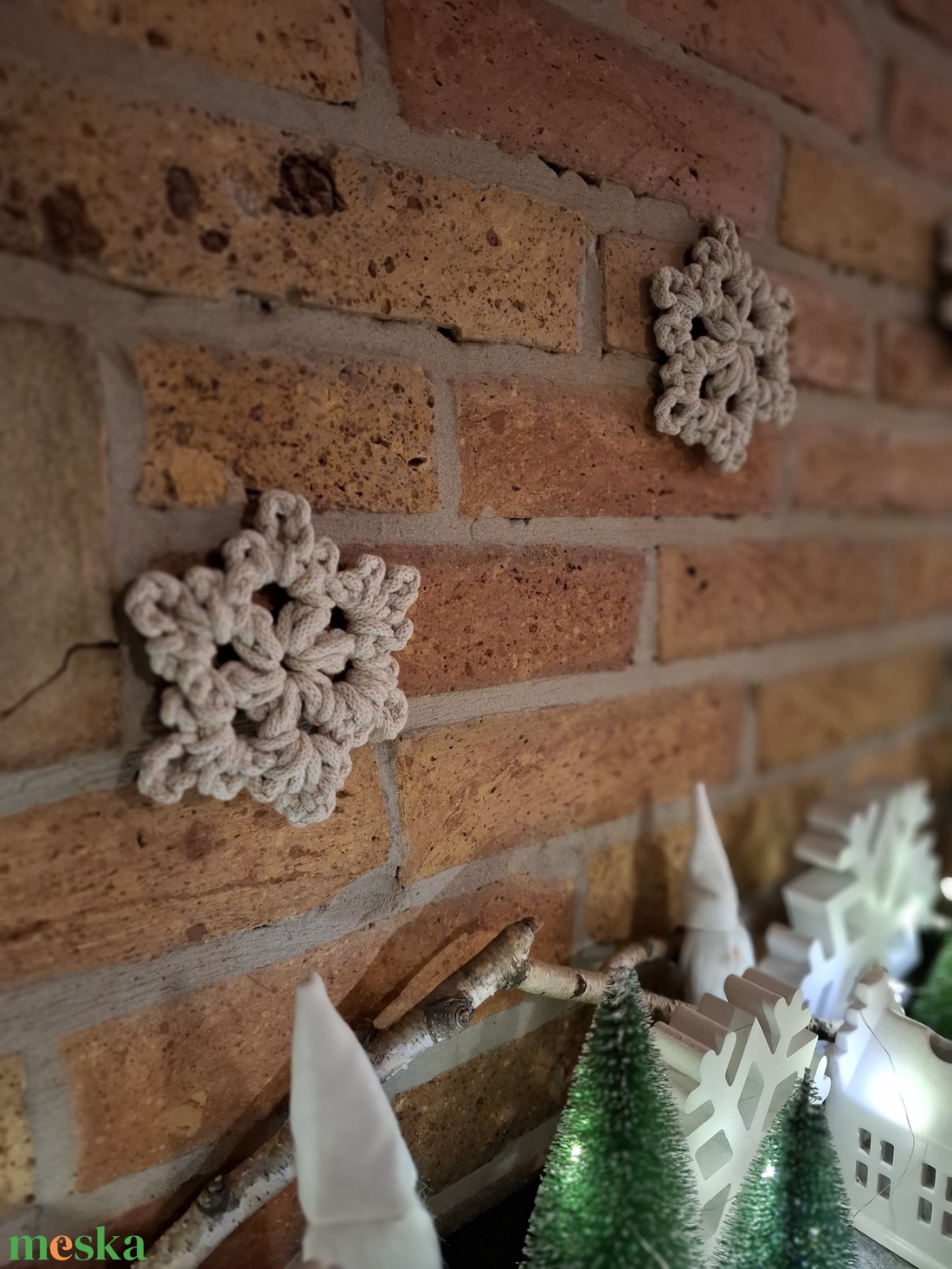 Hópehely - beige - karácsony - karácsonyi lakásdekoráció - karácsonyfadíszek - Meska.hu