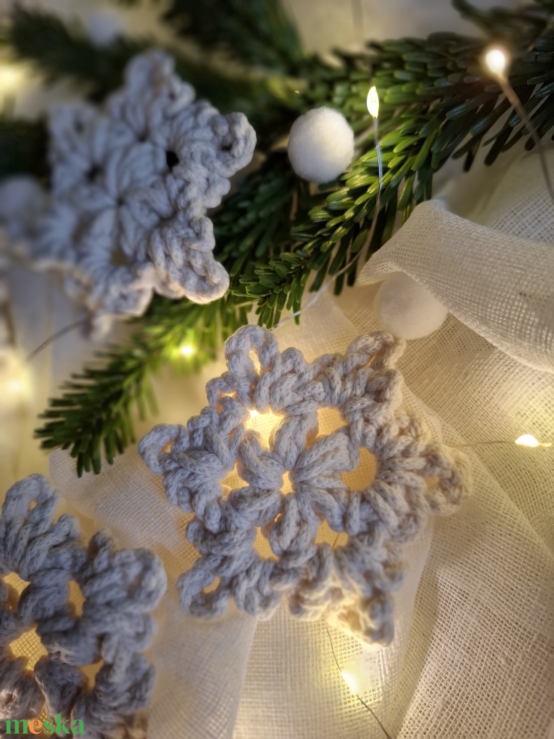 Hópehely kicsi - törtfehér/natúr  - karácsony - karácsonyi lakásdekoráció - karácsonyfadíszek - Meska.hu