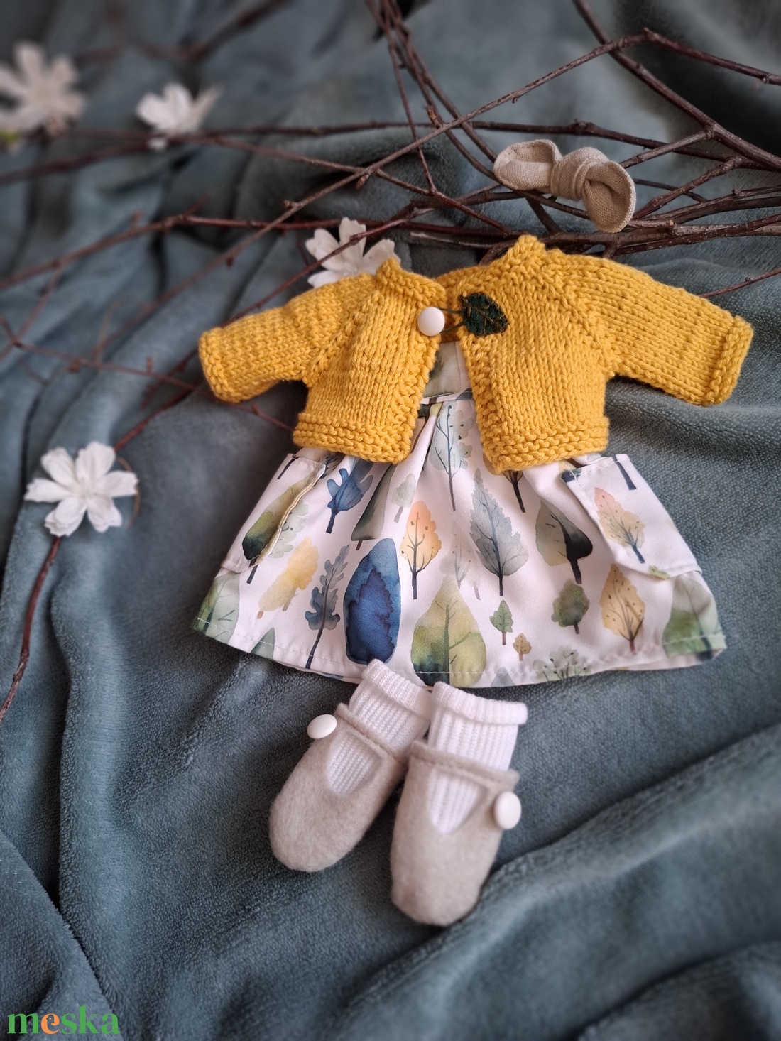 Falevél lánykaruha szett varrott állatfigurához - játék & sport - baba & babaház - játékbaba, babakellék - Meska.hu