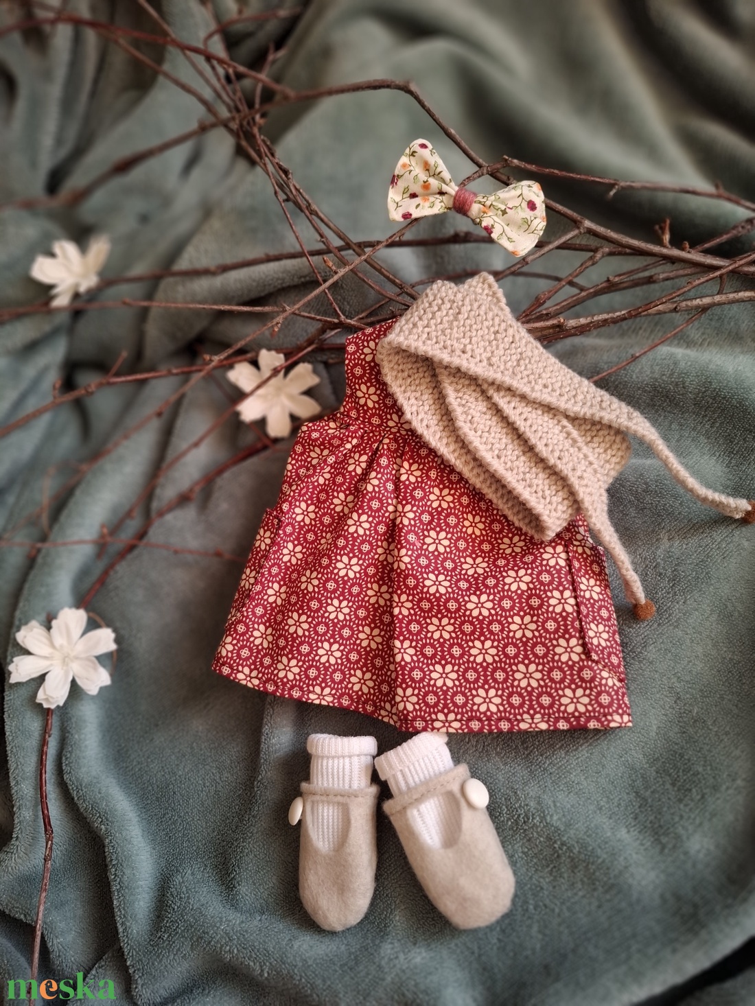 Bordó lánykaruha szett varrott állatfigurához - játék & sport - baba & babaház - játékbaba, babakellék - Meska.hu
