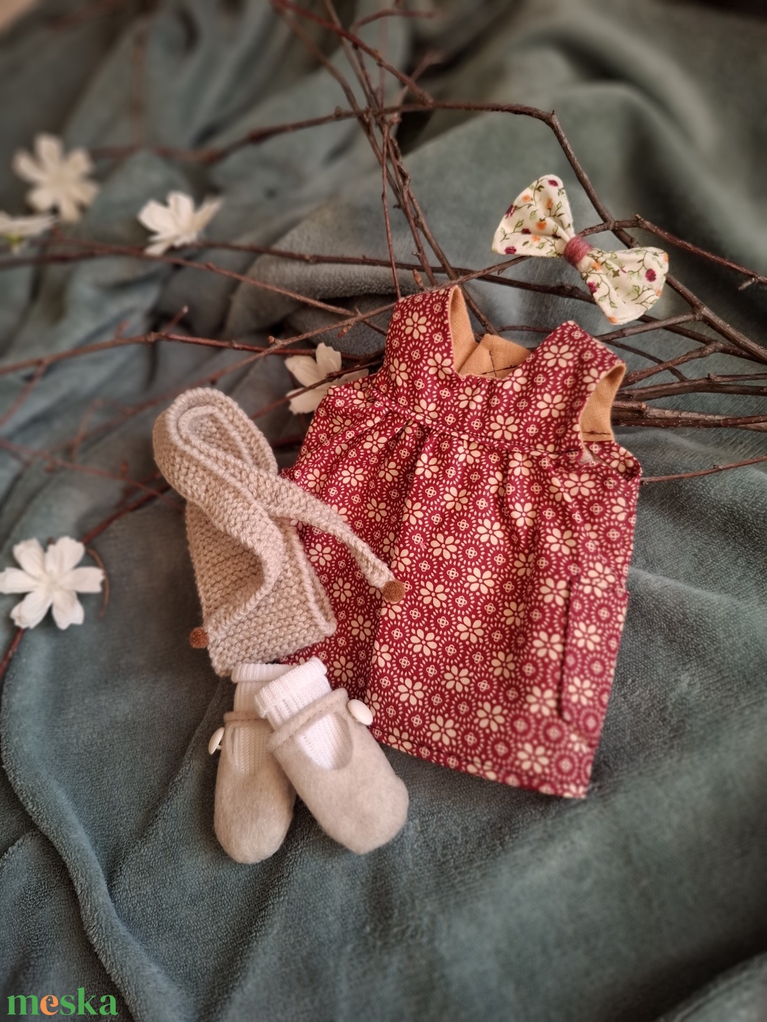 Bordó lánykaruha szett varrott állatfigurához - játék & sport - baba & babaház - játékbaba, babakellék - Meska.hu