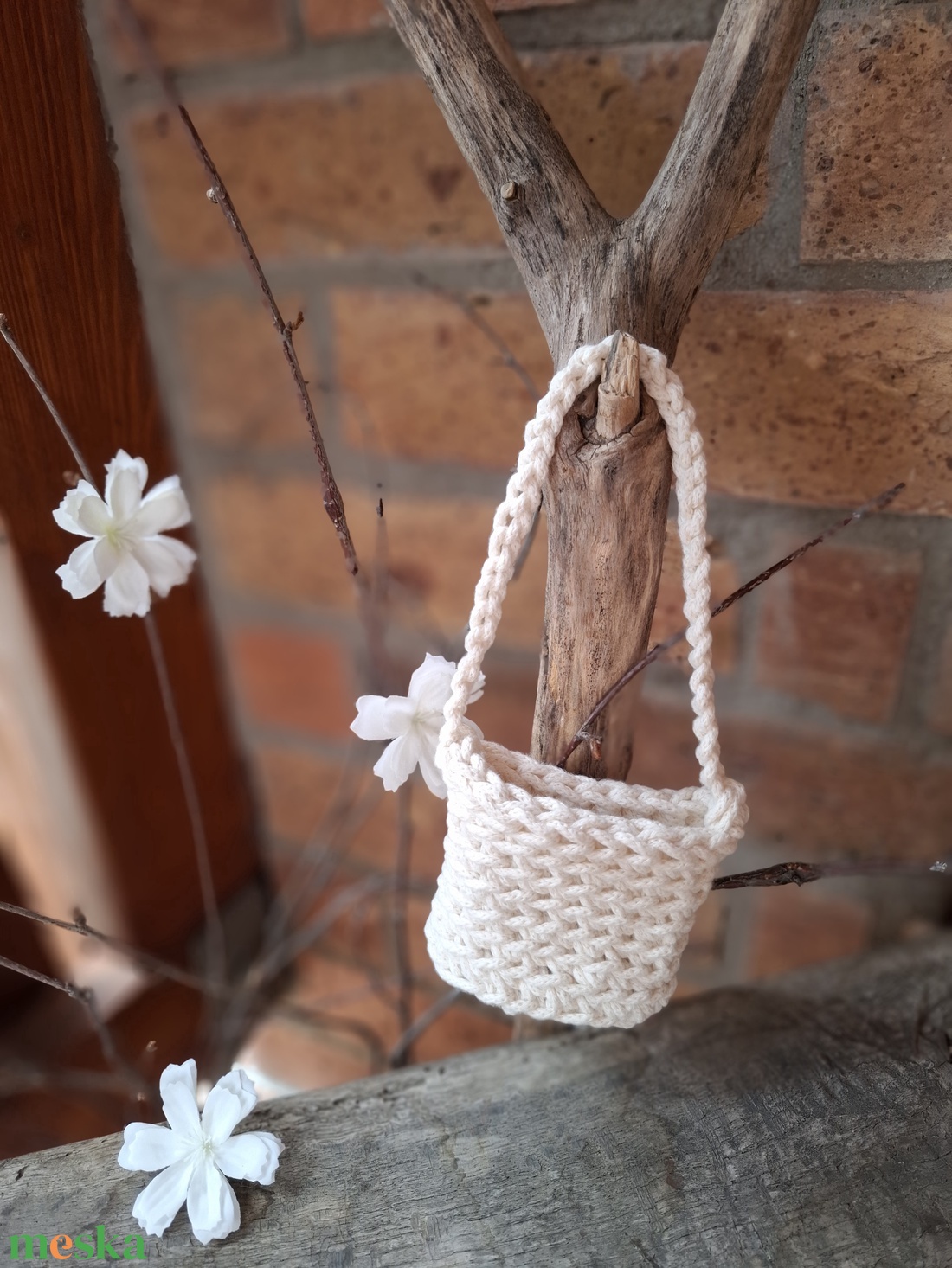 Horgolt válltáska törtfehér - mini - játék & sport - baba & babaház - játékbaba, babakellék - Meska.hu