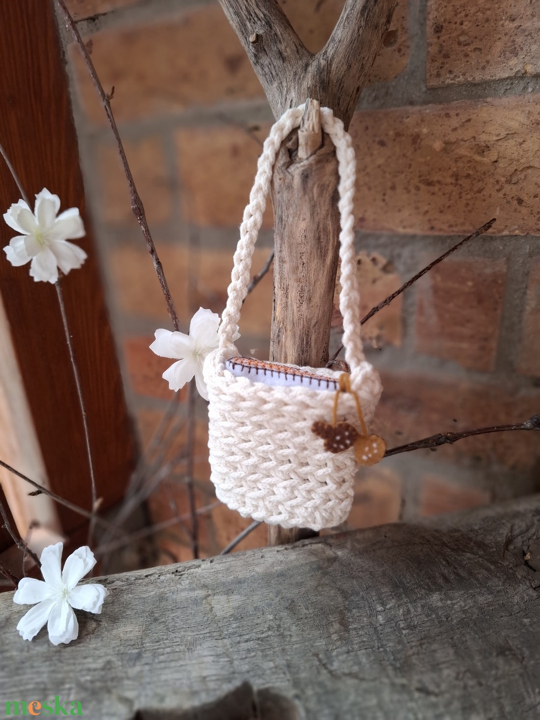 Horgolt válltáska törtfehér - mini - játék & sport - baba & babaház - játékbaba, babakellék - Meska.hu