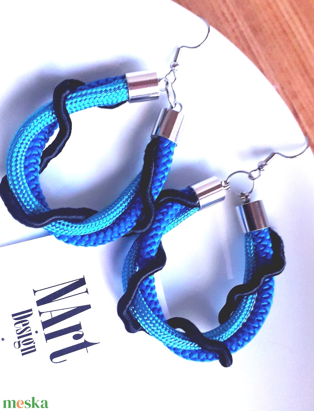 Kék m�nia fülbevaló - ékszer - fülbevaló - lógós kerek fülbevaló - Meska.hu