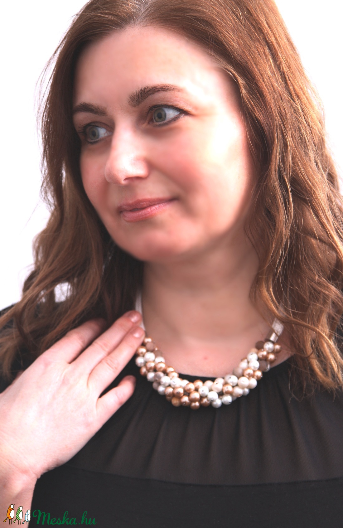 Melange pearl nyakl�nc - ékszer - nyaklánc - gyöngyös nyaklánc - Meska.hu