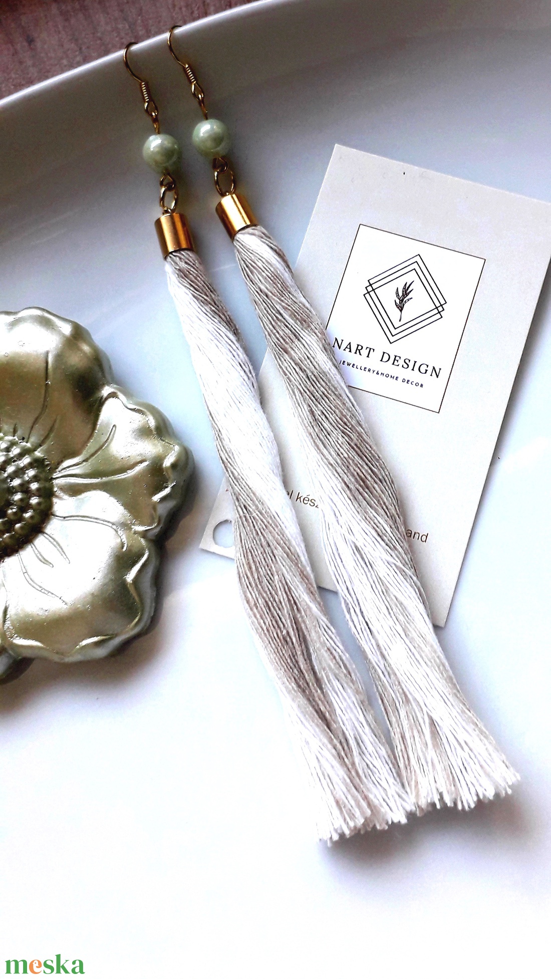 Melange makramé fülbevaló 2 - ékszer - fülbevaló - lógó fülbevaló - Meska.hu