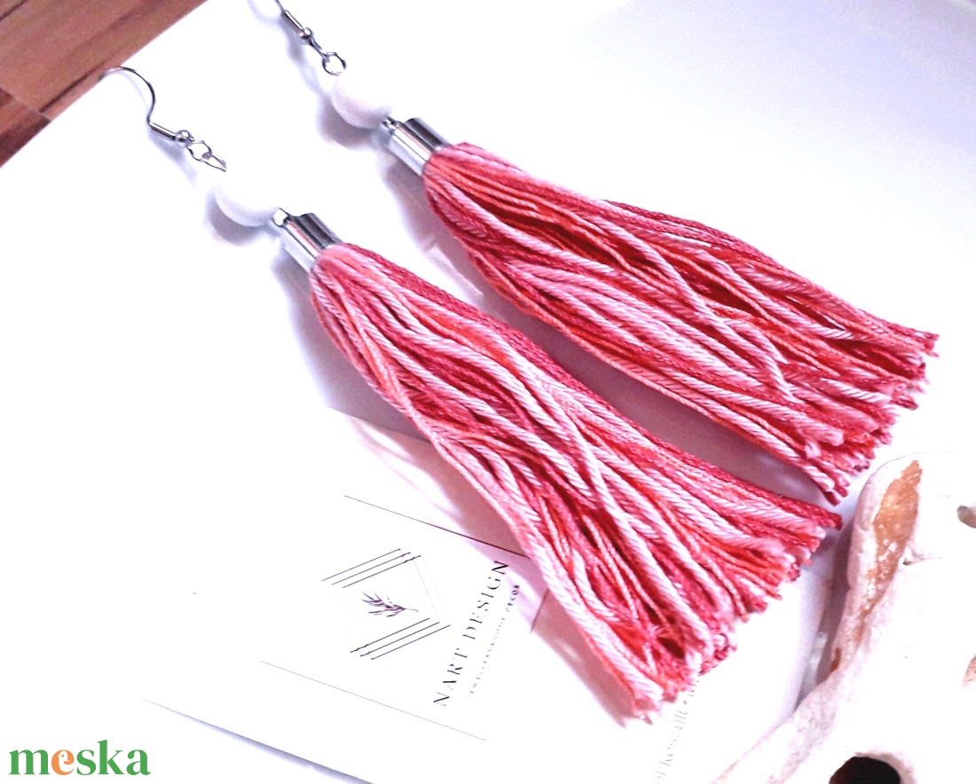 Melange-Mályva bojtos fülbevaló  - ékszer - fülbevaló - lógó fülbevaló - Meska.hu