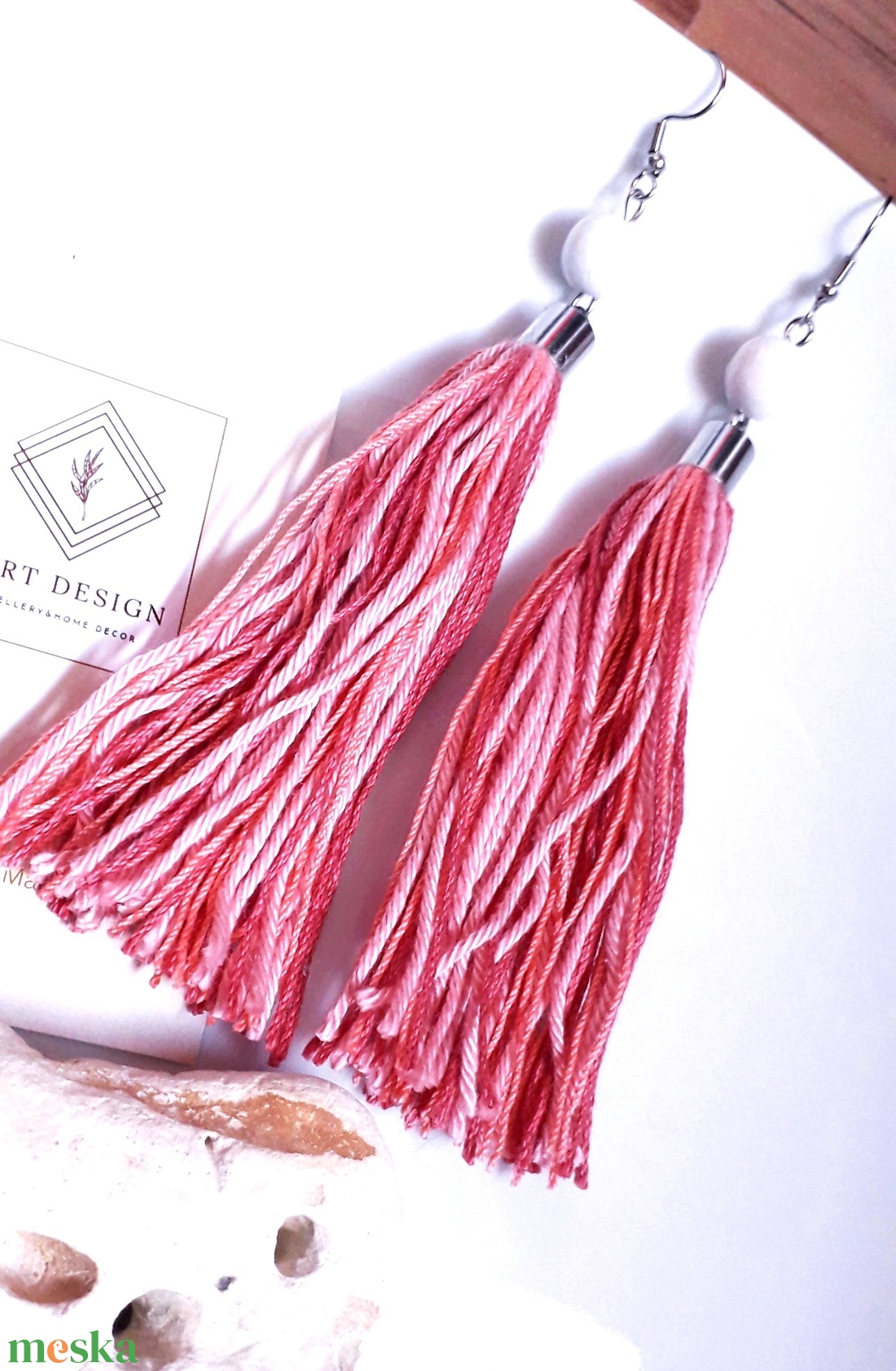 Melange-Mályva bojtos fülbevaló  - ékszer - fülbevaló - lógó fülbevaló - Meska.hu