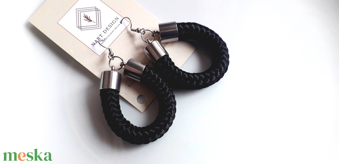 Black design kötél fülbevaló - ékszer - fülbevaló - lógó csepp fülbevaló - Meska.hu