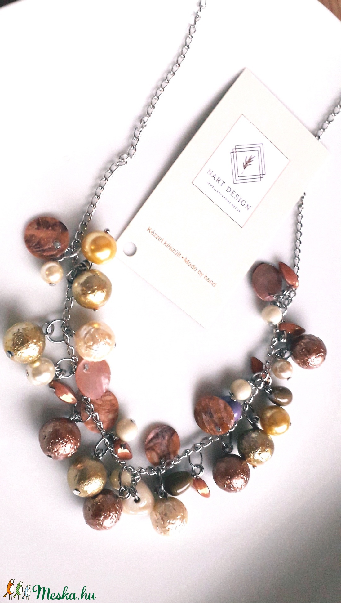 Színes, ünnepi üveggyöngy ékszerszett - ékszer - nyaklánc - gyöngyös nyaklánc - Meska.hu