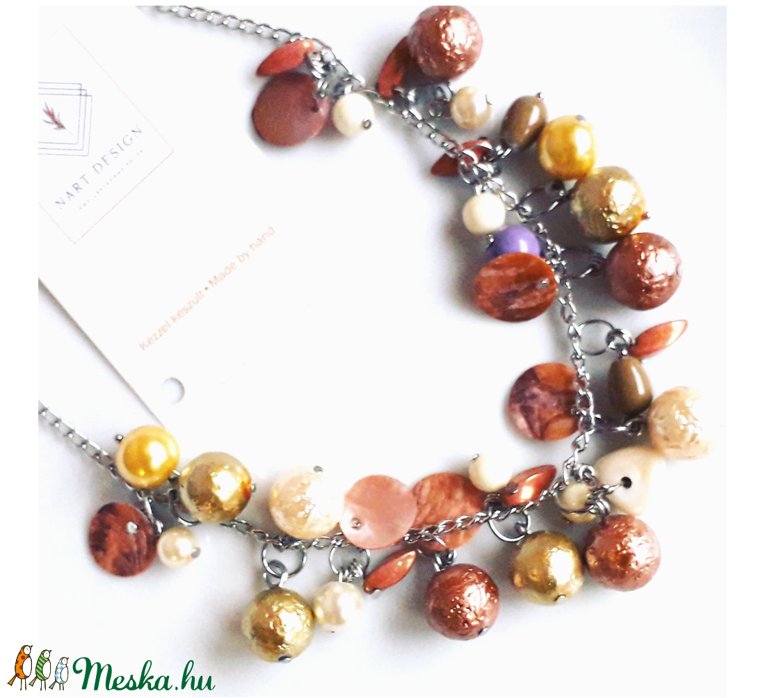 Színes, ünnepi üveggyöngy ékszerszett - ékszer - nyaklánc - gyöngyös nyaklánc - Meska.hu