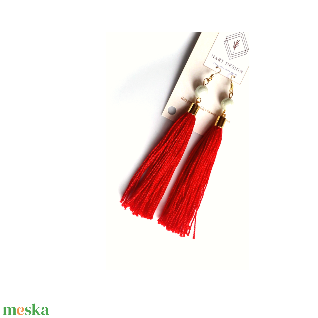 Piros bojt fülbevaló  - ékszer - fülbevaló - lógó fülbevaló - Meska.hu