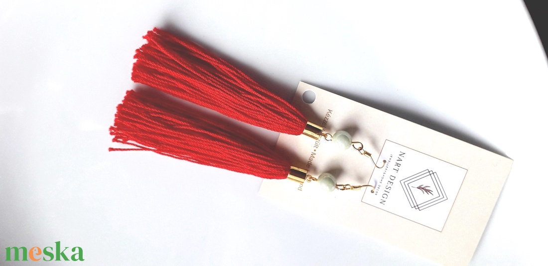 Piros bojt fülbevaló  - ékszer - fülbevaló - lógó fülbevaló - Meska.hu