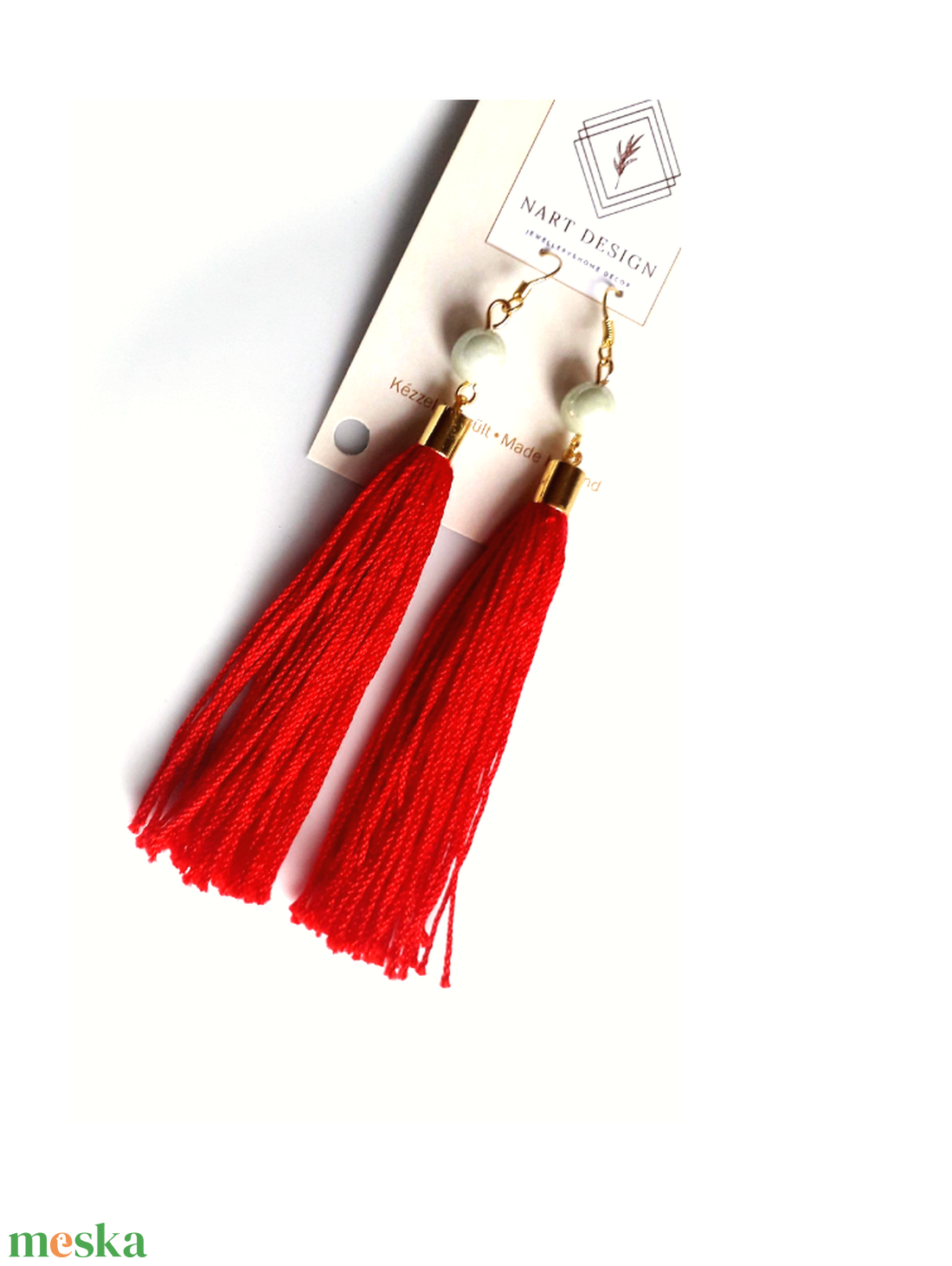 Piros bojt fülbevaló  - ékszer - fülbevaló - lógó fülbevaló - Meska.hu