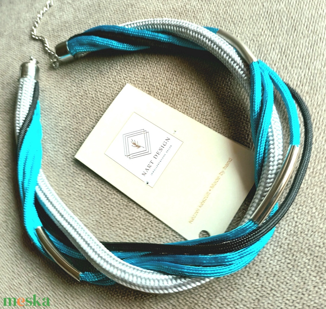 Türkiz fényben statement nyaklánc - ékszer - nyaklánc - statement nyaklánc - Meska.hu