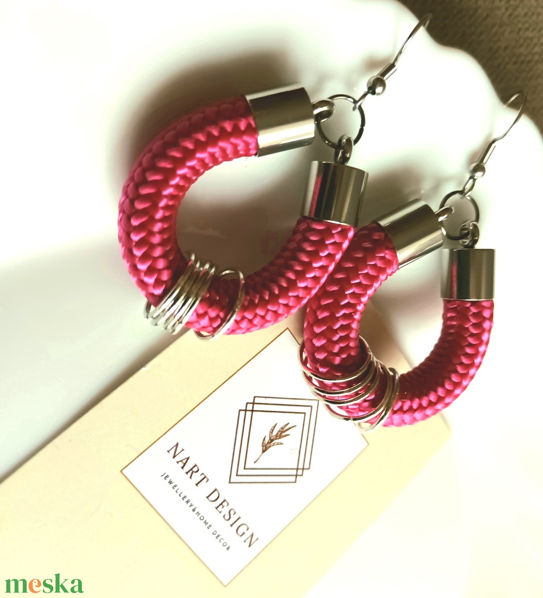 Magenta design fülbevaló - ékszer - fülbevaló - lógó csepp fülbevaló - Meska.hu