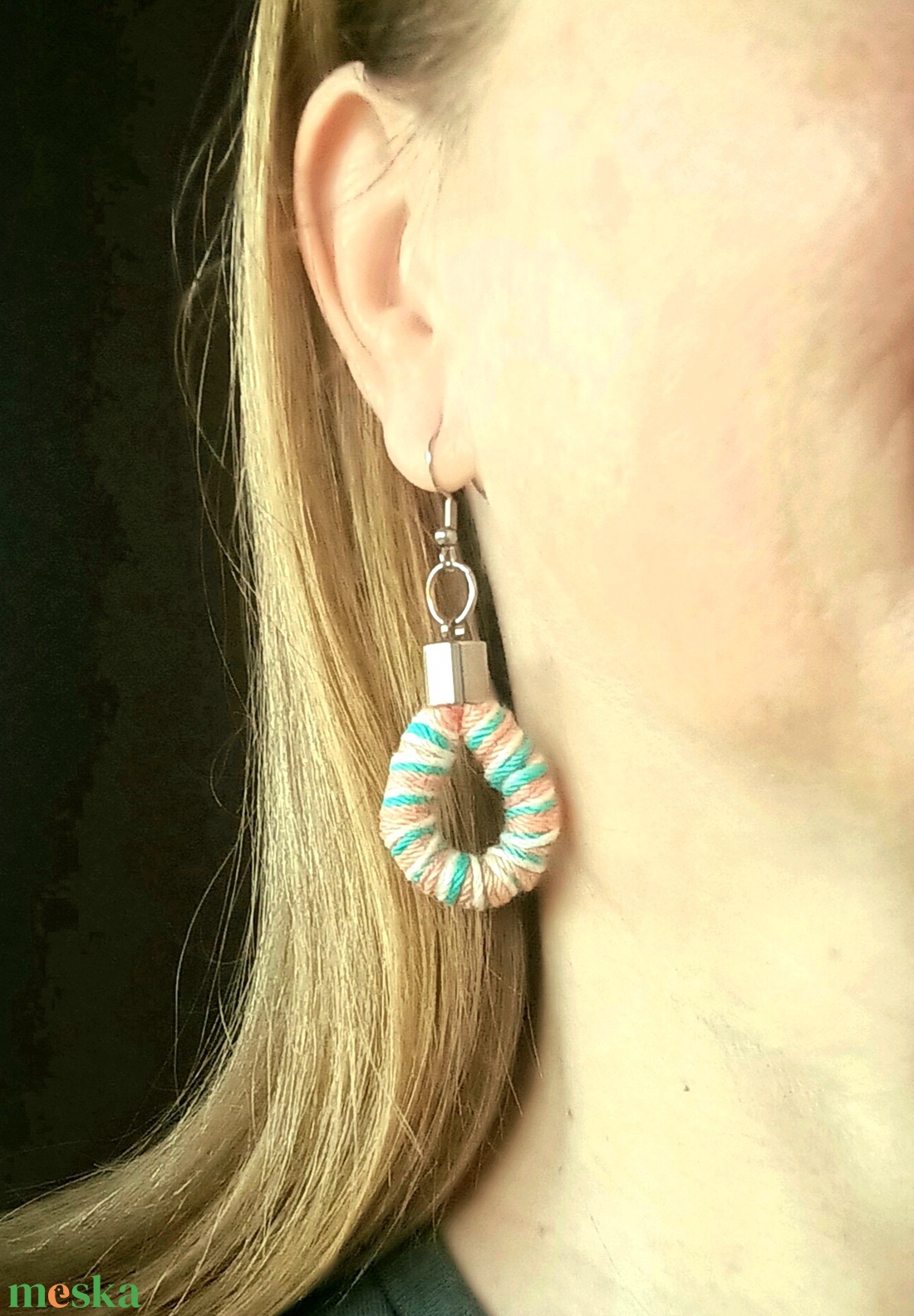 Türkiz, barack fonal ékszerszett - ékszer - ékszerszett - Meska.hu